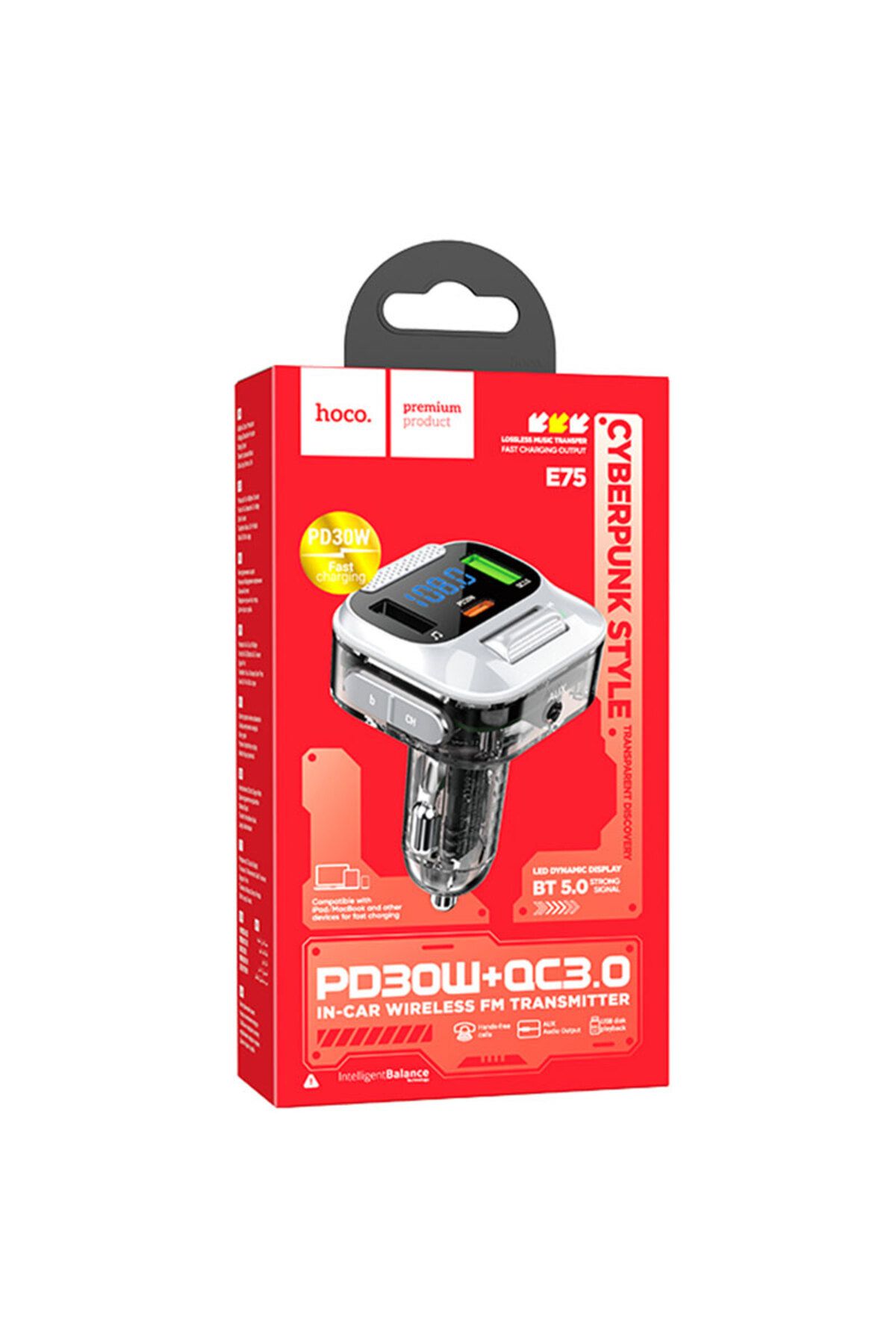 REDz Accessories-Încărcător auto cu modulator FM, Bluetooth, 2 x USB și 1 x tip C, Hoco E75, negru 5