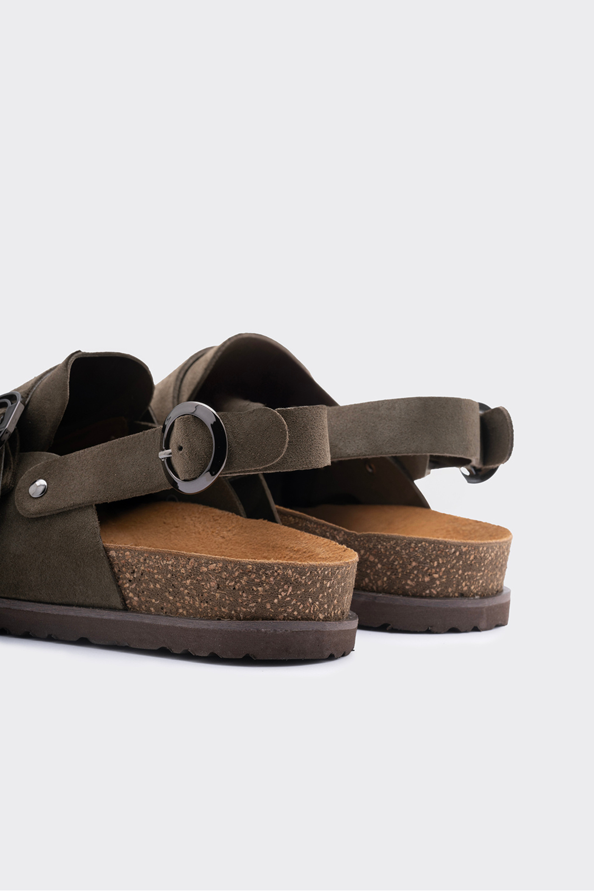 SHOEMARK-Galli Khaki Suede Strappy Closed Toe Women's Sandals 4