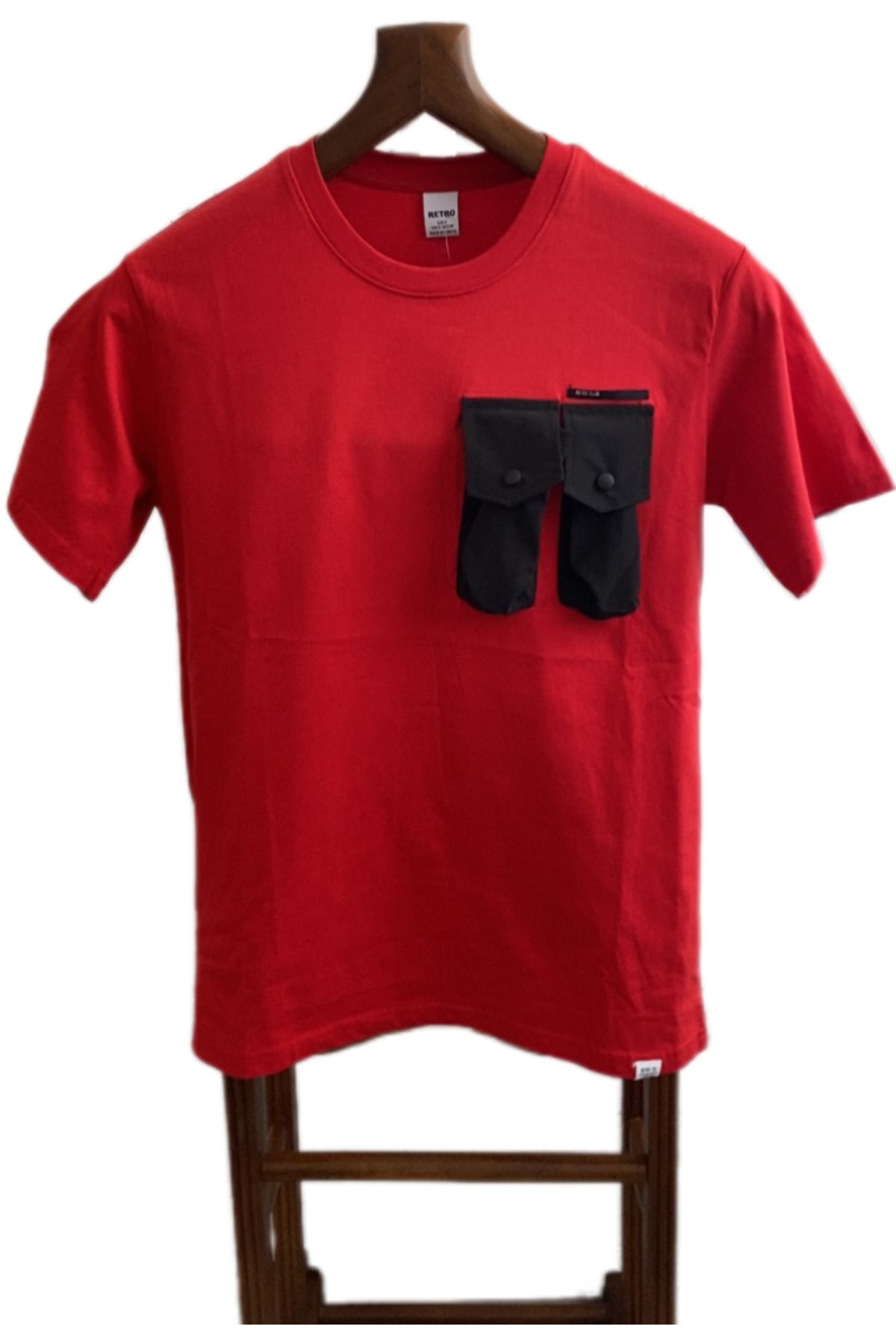 Retro T-shirt bisiklet yaka %100 cotton