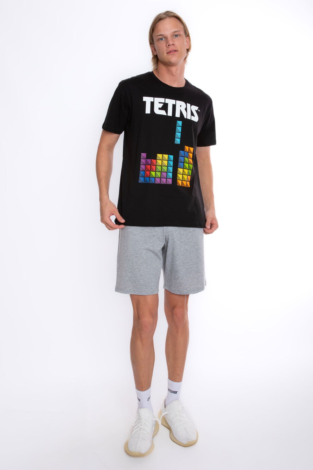 DAYCO Orijinal Lisanslı Tetris Desenli Erkek T-Shirt Şort Takım - TETRS-55219
