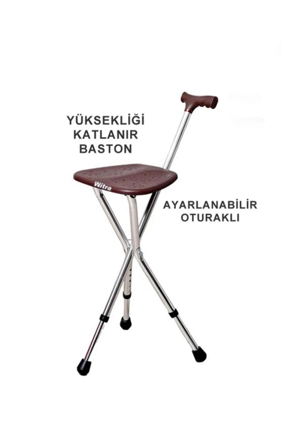 karagül Geniş Oturaklı Baston (YÜKSEKLİĞİ AYARLANIR) Boy Ayarlı Hafif Sağlam Oturak Baston