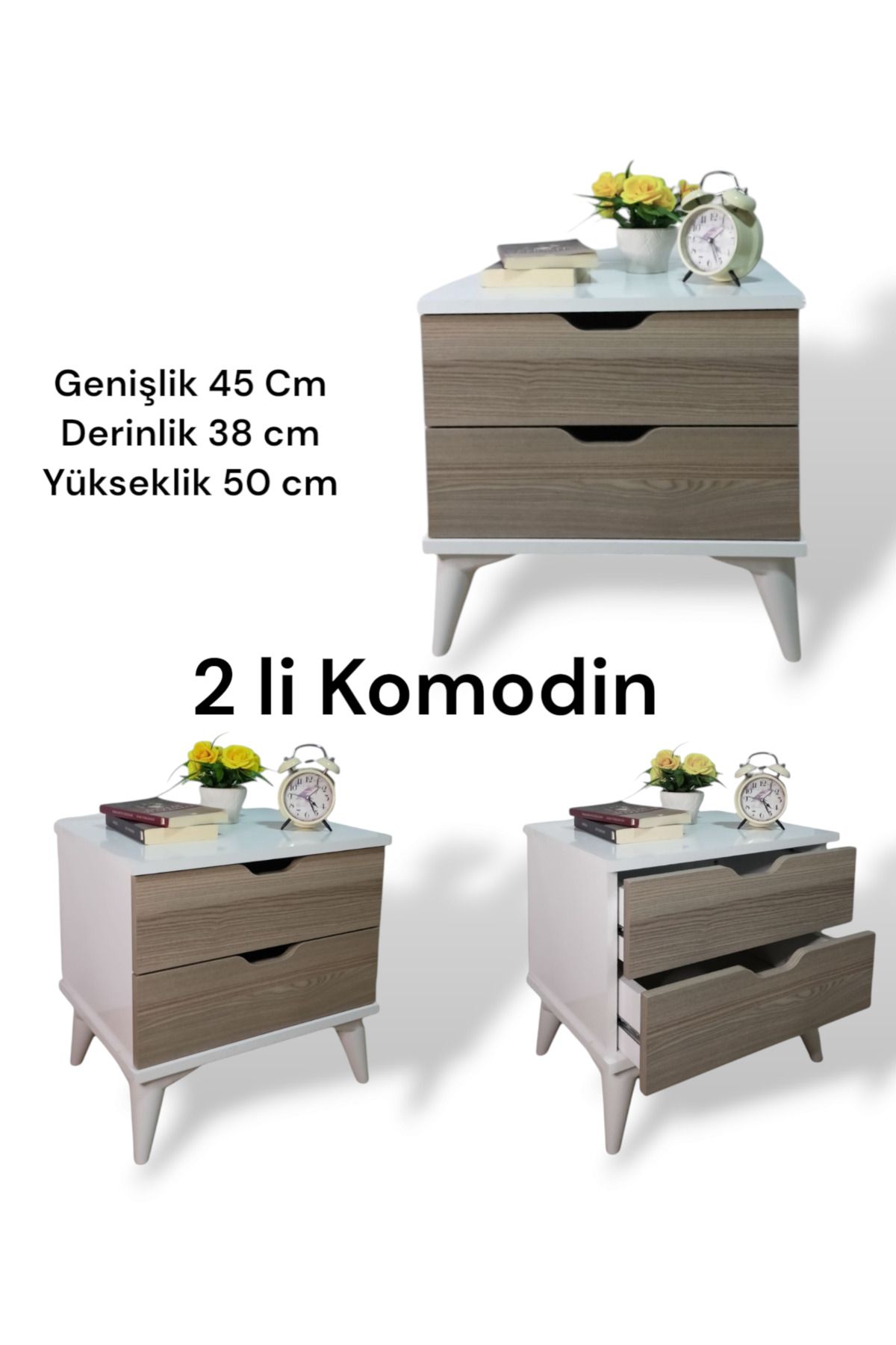 Demopa Dmp45 2 li Komodin, yatak odası, genç odası, Çocuk odası