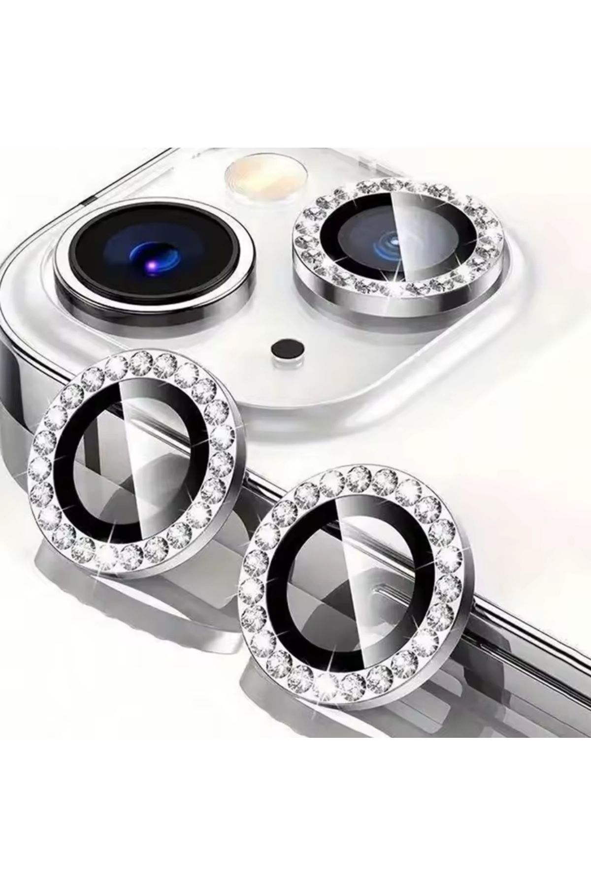 SILAGSM Apple İPhone 14 / İPhone 14 Plus Kamera Koruma Taşlı Lens