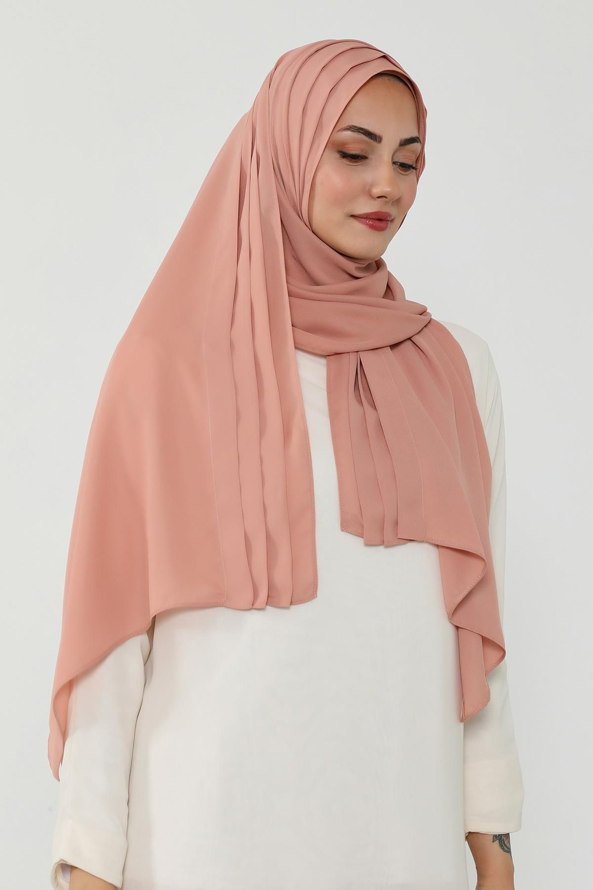 Aisha's Design Penye İç Boneli Pileli Krep Şal,PS-47