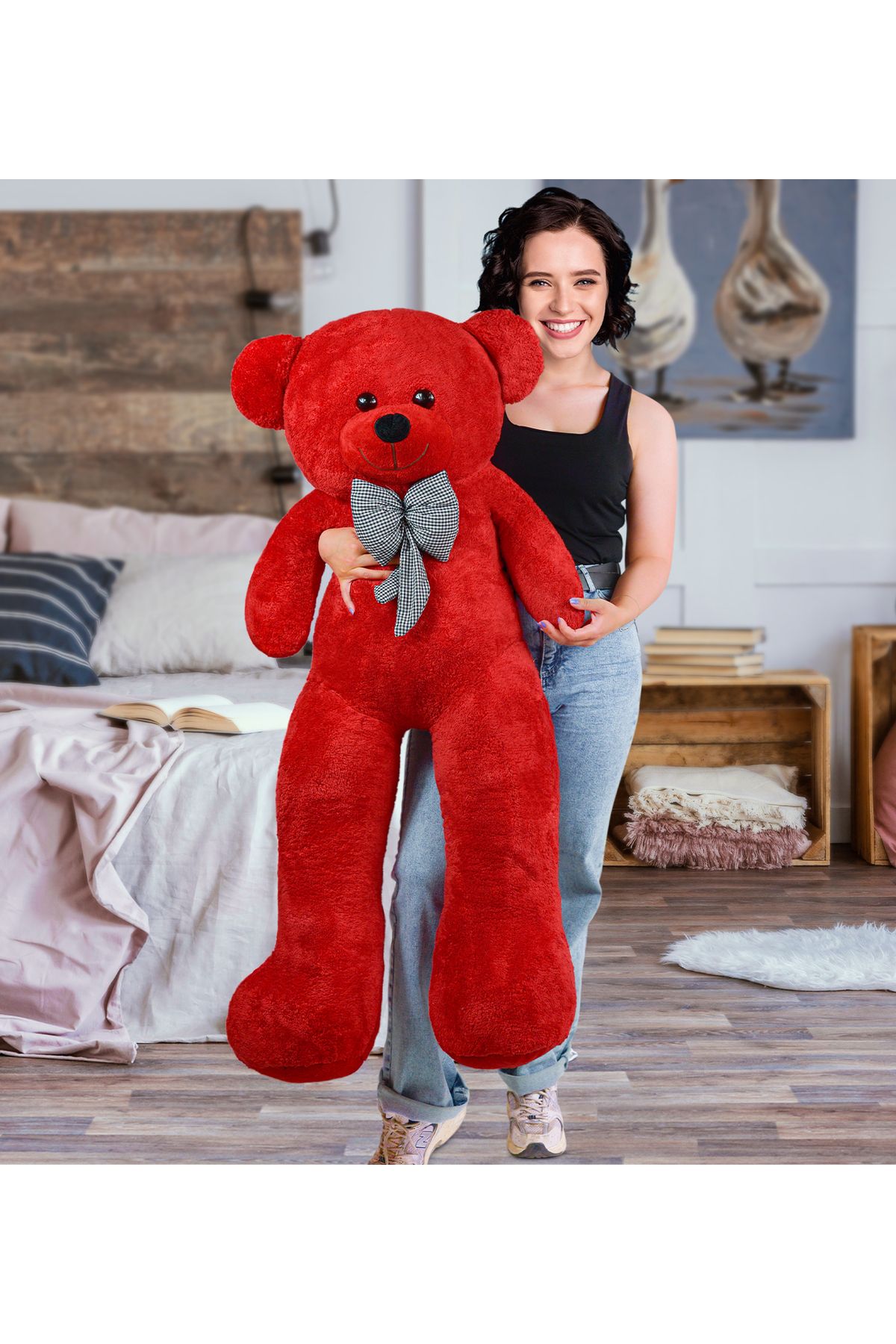 Özgüner Oyuncak 130cm Papyonlu Sevimli Büyük Ayıcık
