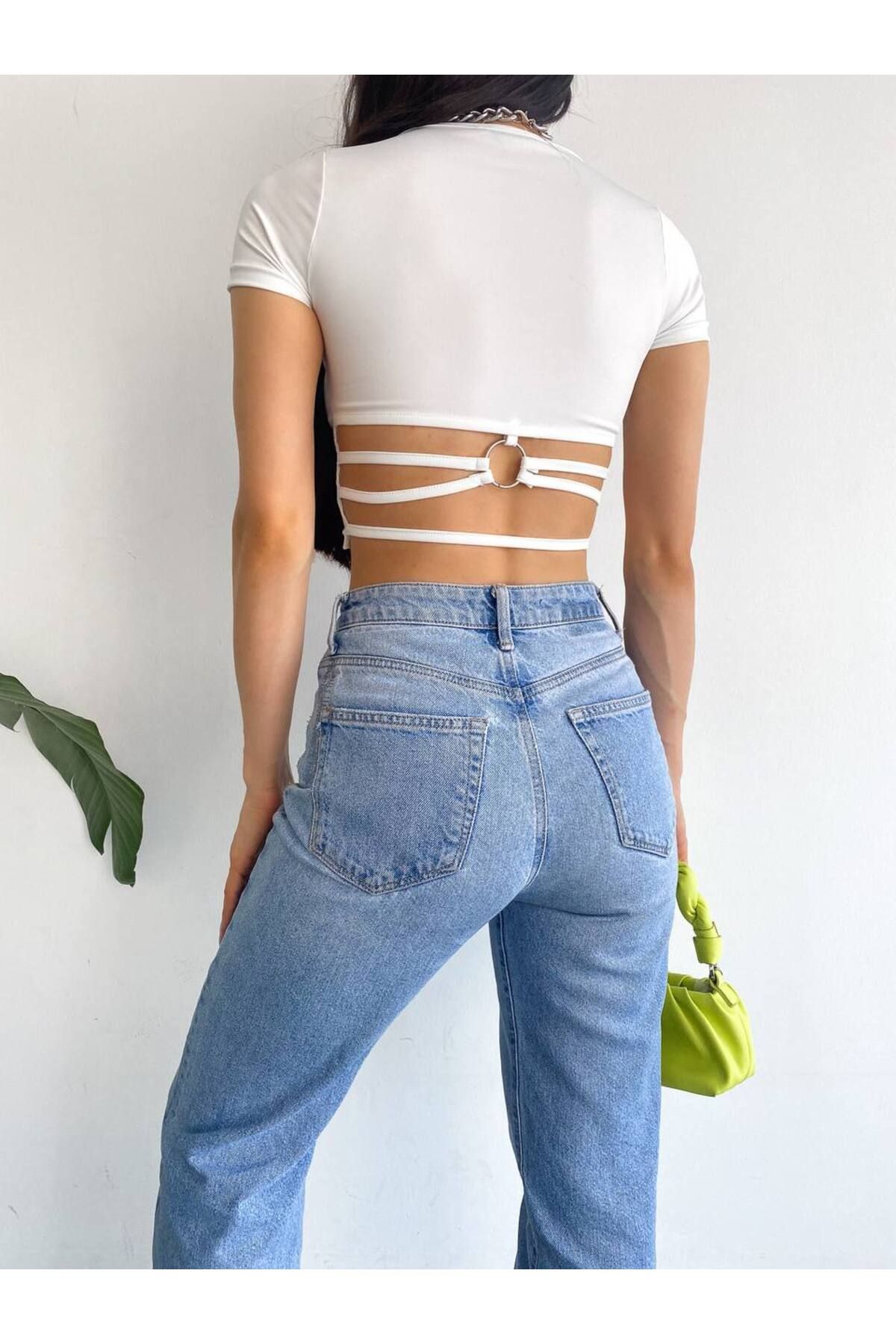 MODA Kadın Sırt Halka Detaylı Bluz