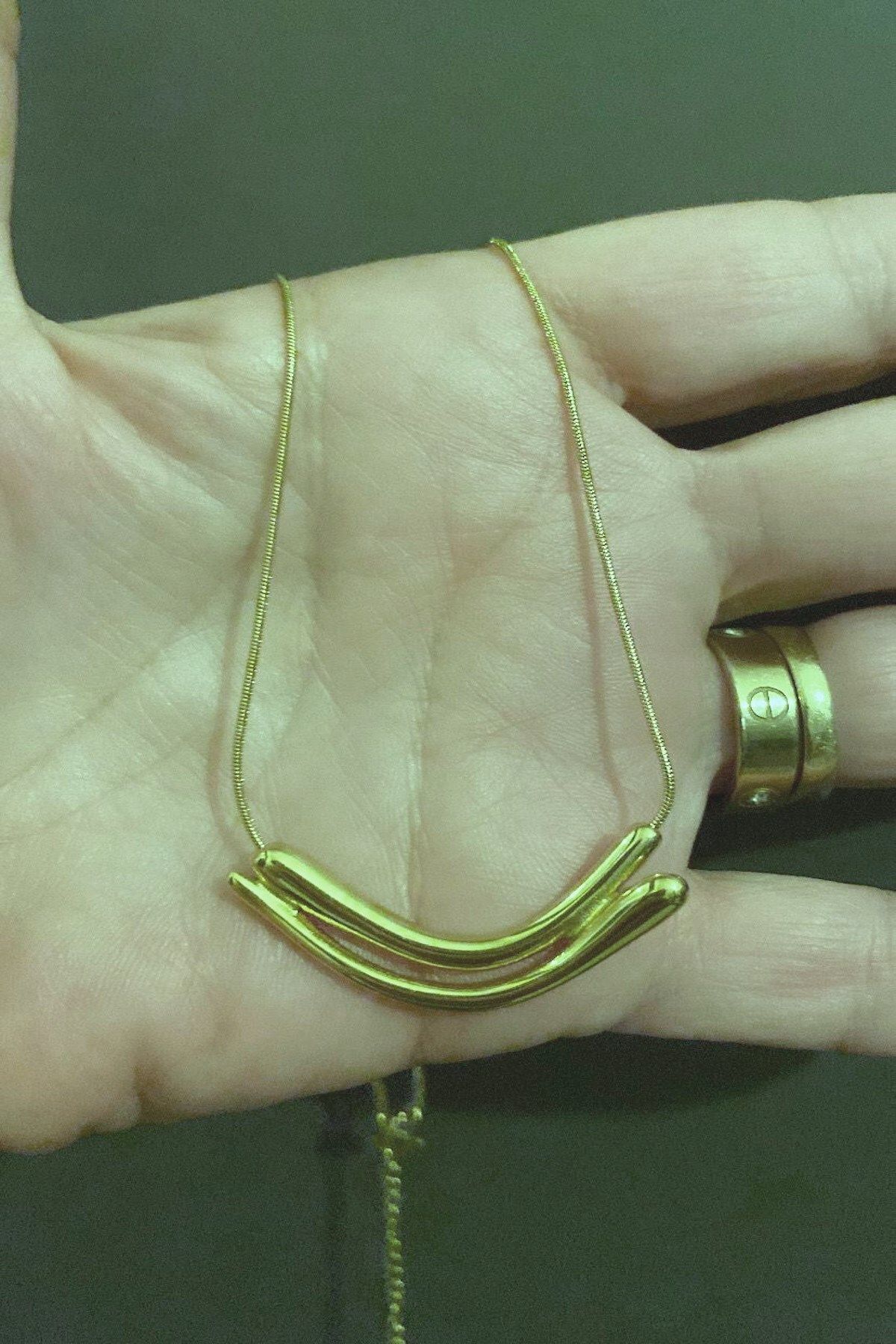 DLK TAKI Çelik Altın Kaplama Model Kolye