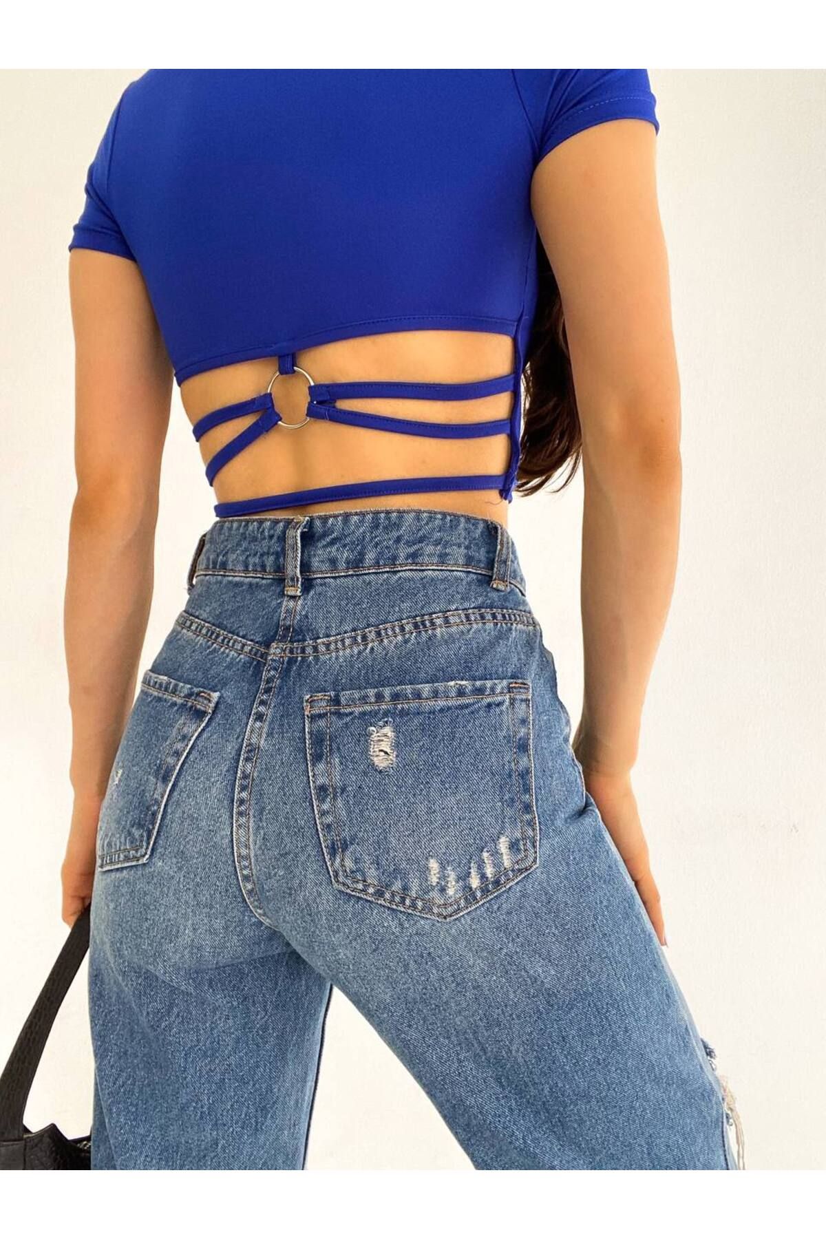 MODA Kadın Sırt Halka Detaylı Bluz
