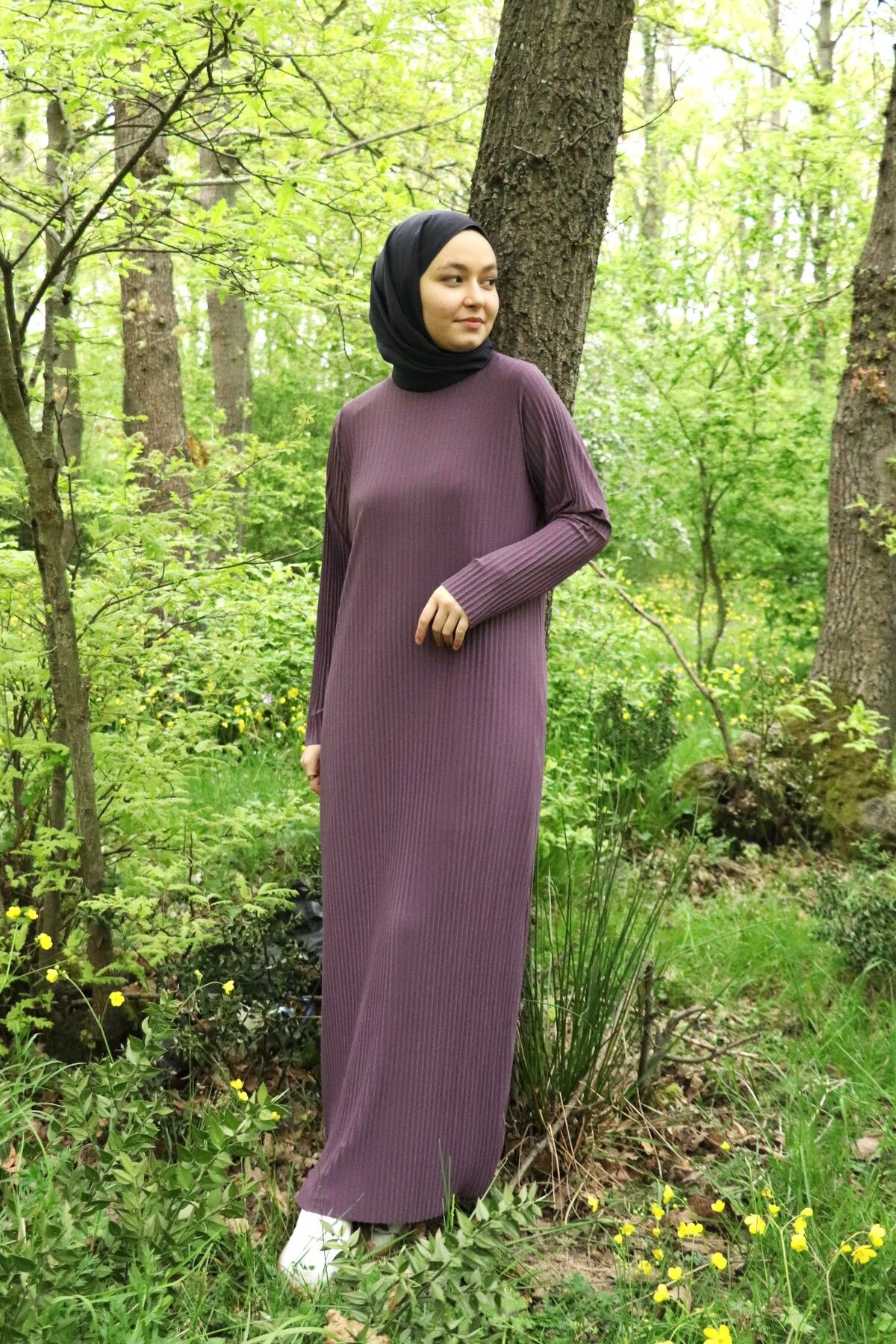 ilmek 25013 Kadın Pliseli Giy Çık Kurtarıcı Elbise Gül Kurusu
