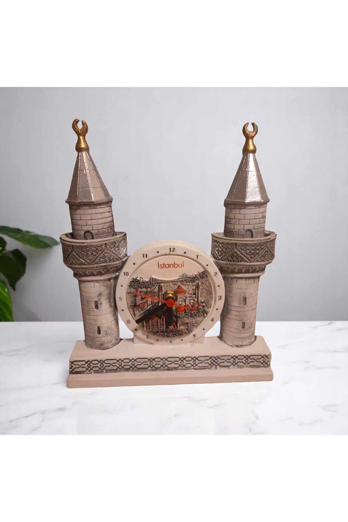MEVLANA BAZAAR İstanbul İkili Minare Saat Alçı Masa Süsü