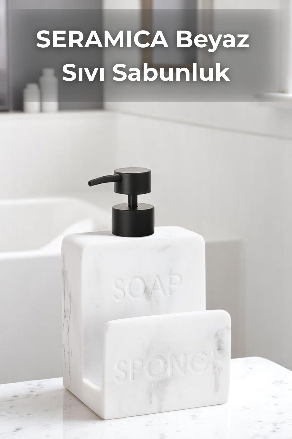 Sevinse Home SERAMICA Beyaz Seramik Sıvı Sabunluk