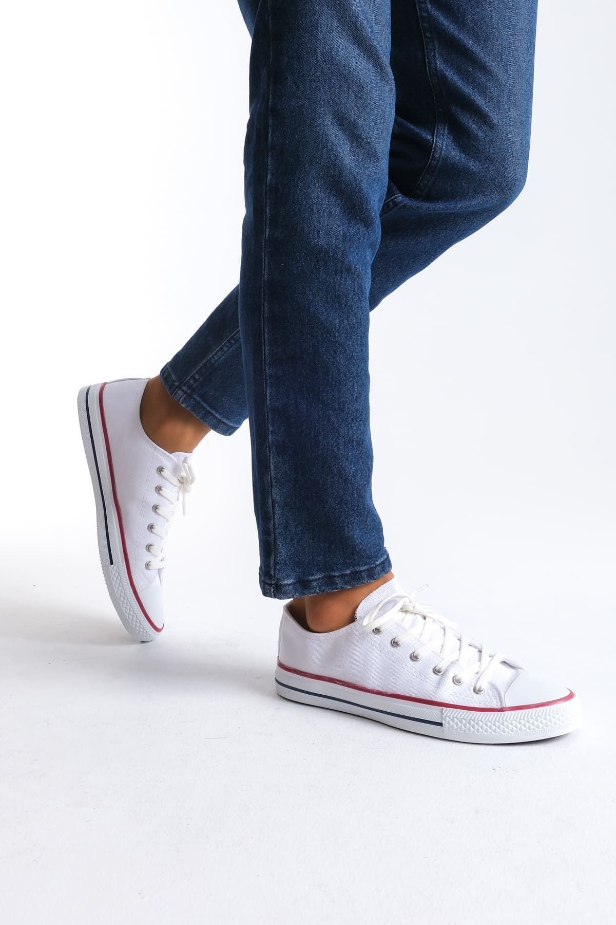 Joy Ayakkabı JY0422 Luke Bağcıklı Keten Kumaş Erkek Günlük Sneaker Ayakkabı KBT - Beyaz
