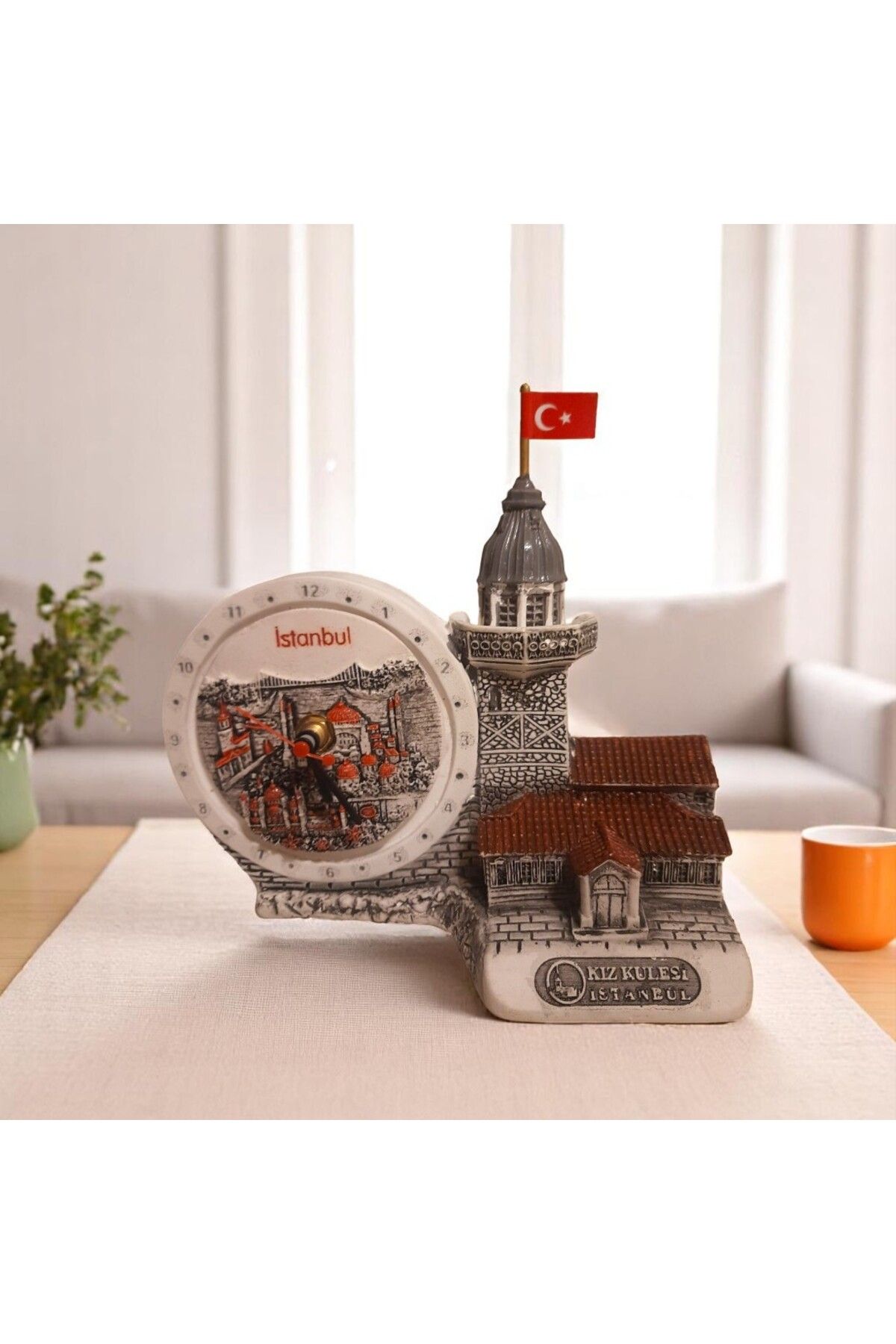 MEVLANA BAZAAR Kız Kulesi ve Saatli Masa Süsü Dekor