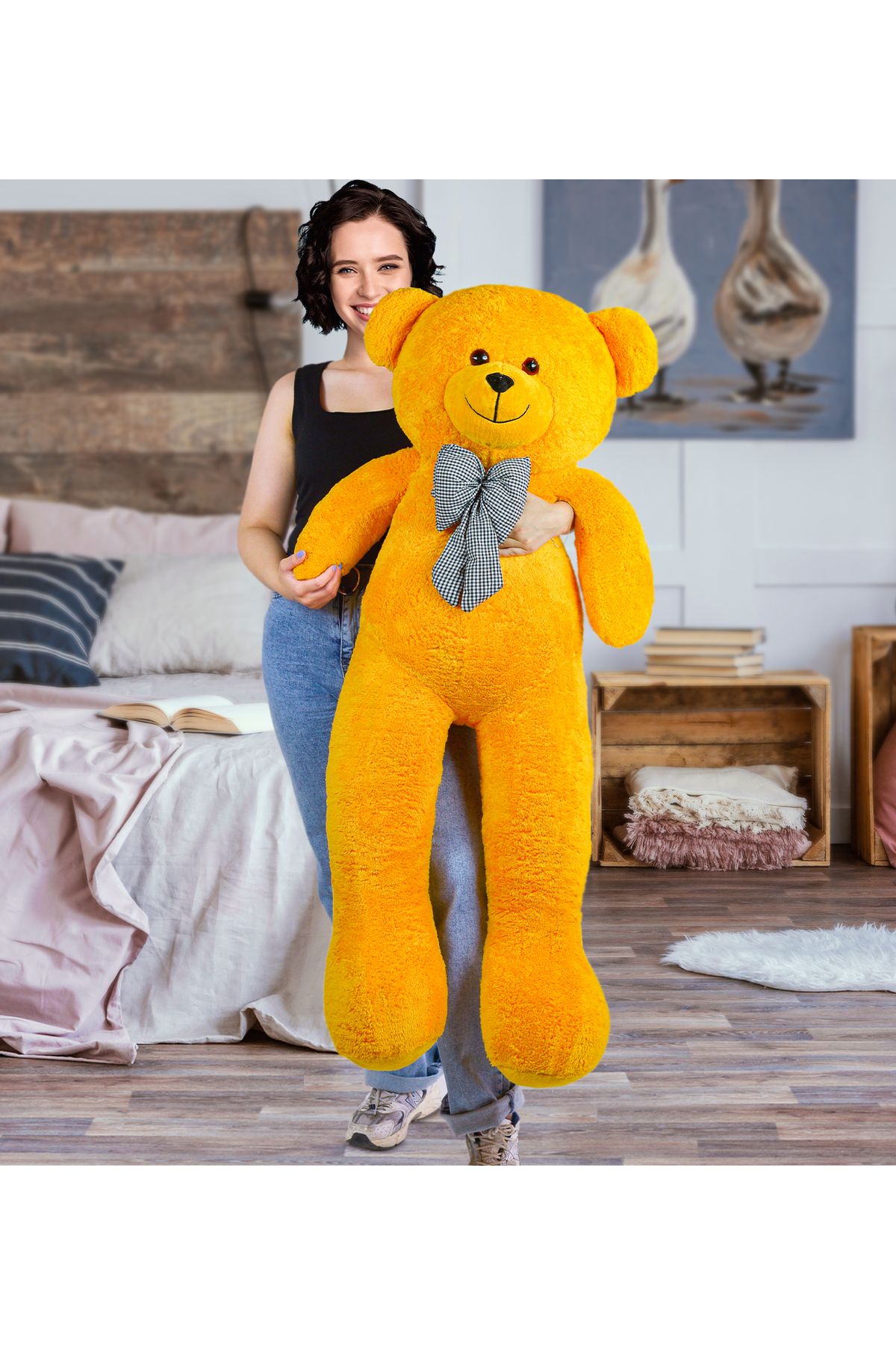 Özgüner Oyuncak 130cm Papyonlu Sevimli Büyük Ayıcık