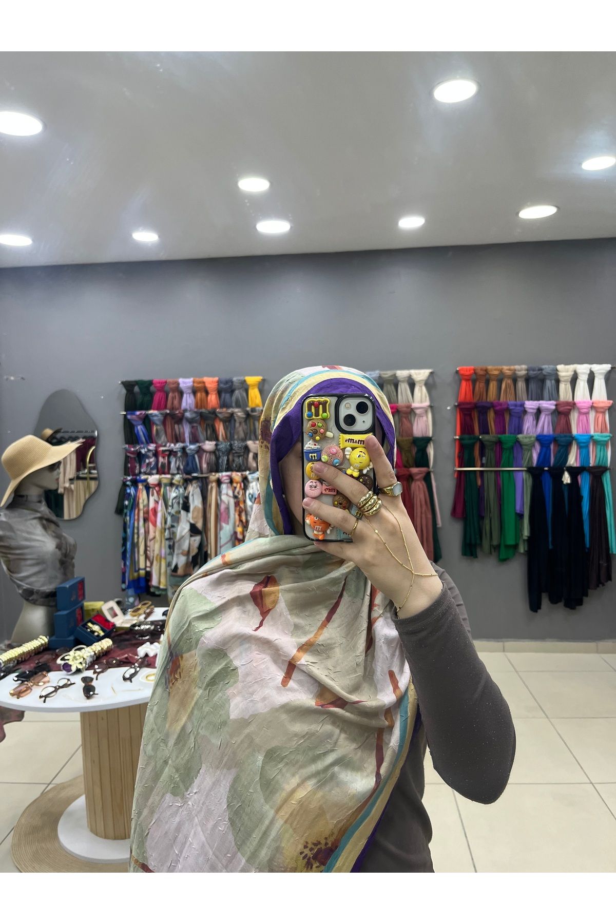 MADİ Ruby desen parlak pamuk şal