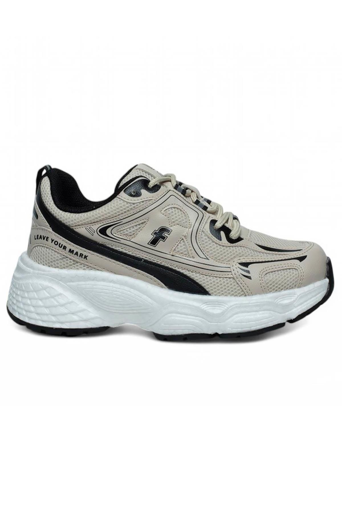 Celira Flt Bej Siyah Fileli Kadın Sneaker Spor Ayakkabı