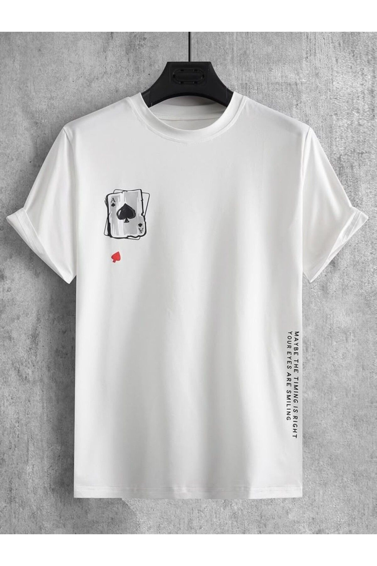 aynewmoda Erkek Oyun Kartı Logolu Grafik Tişört