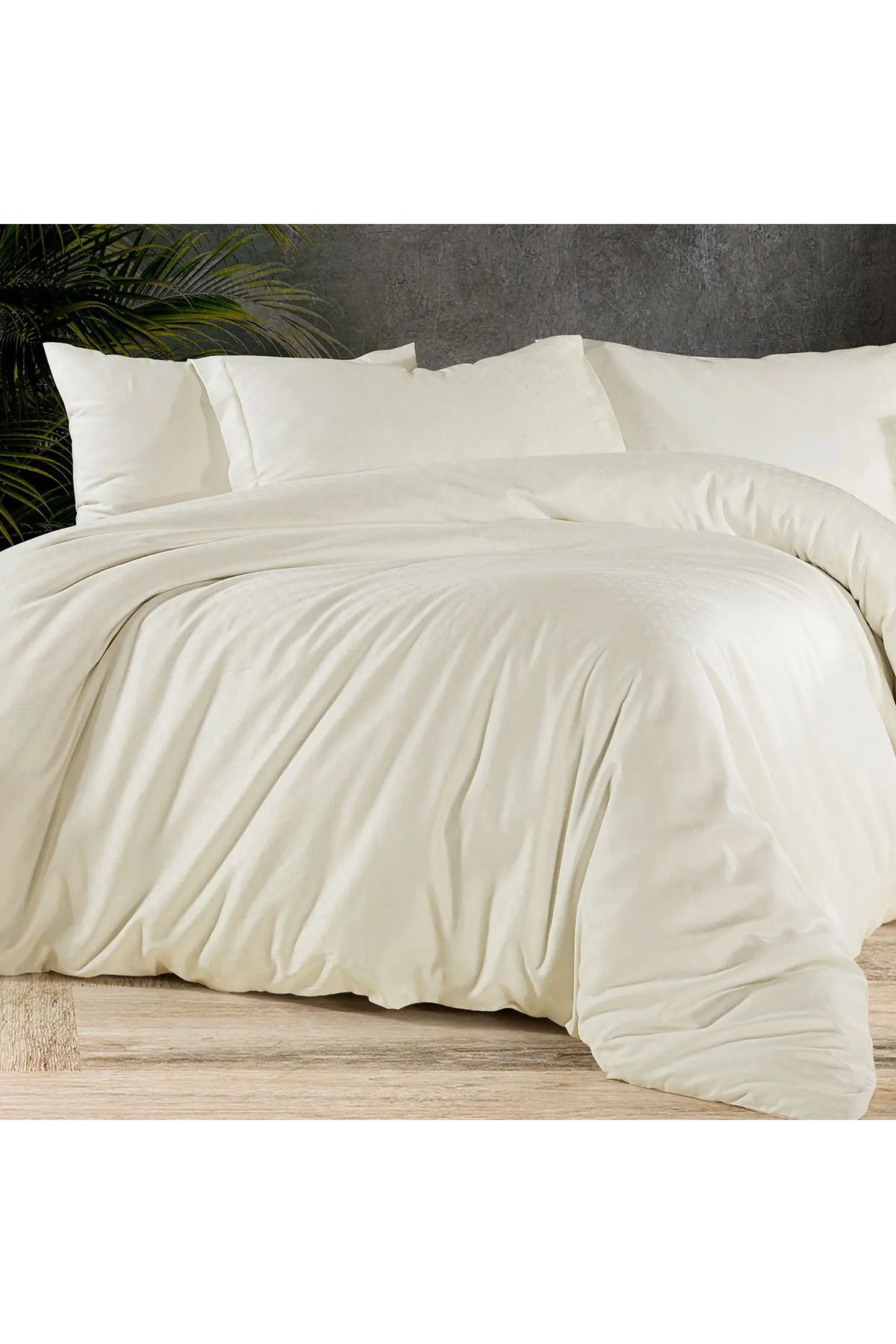 ELLE HOME Jacquard Çift Kişilik Nevresim Takımı - Krem