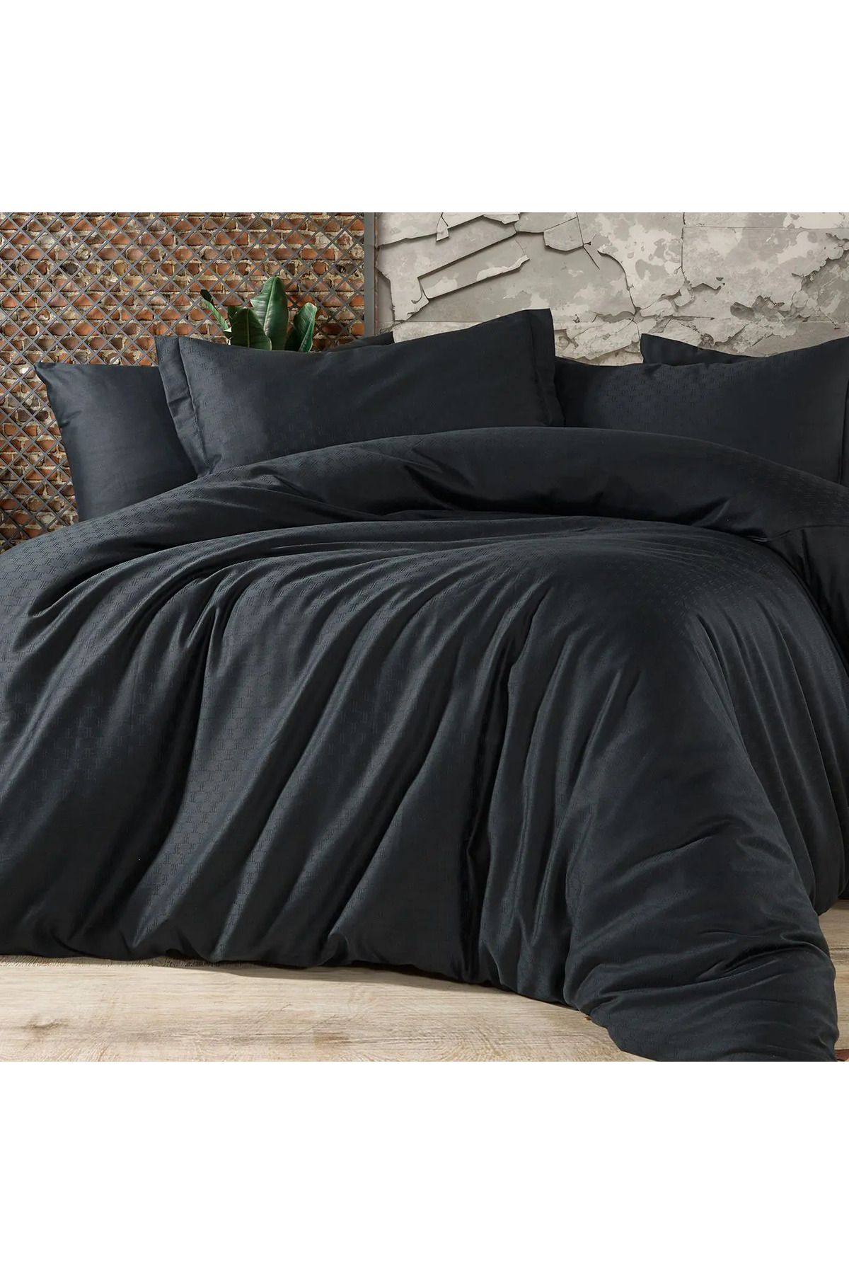ELLE HOME Jacquard Çift Kişilik Nevresim Takımı - Siyah