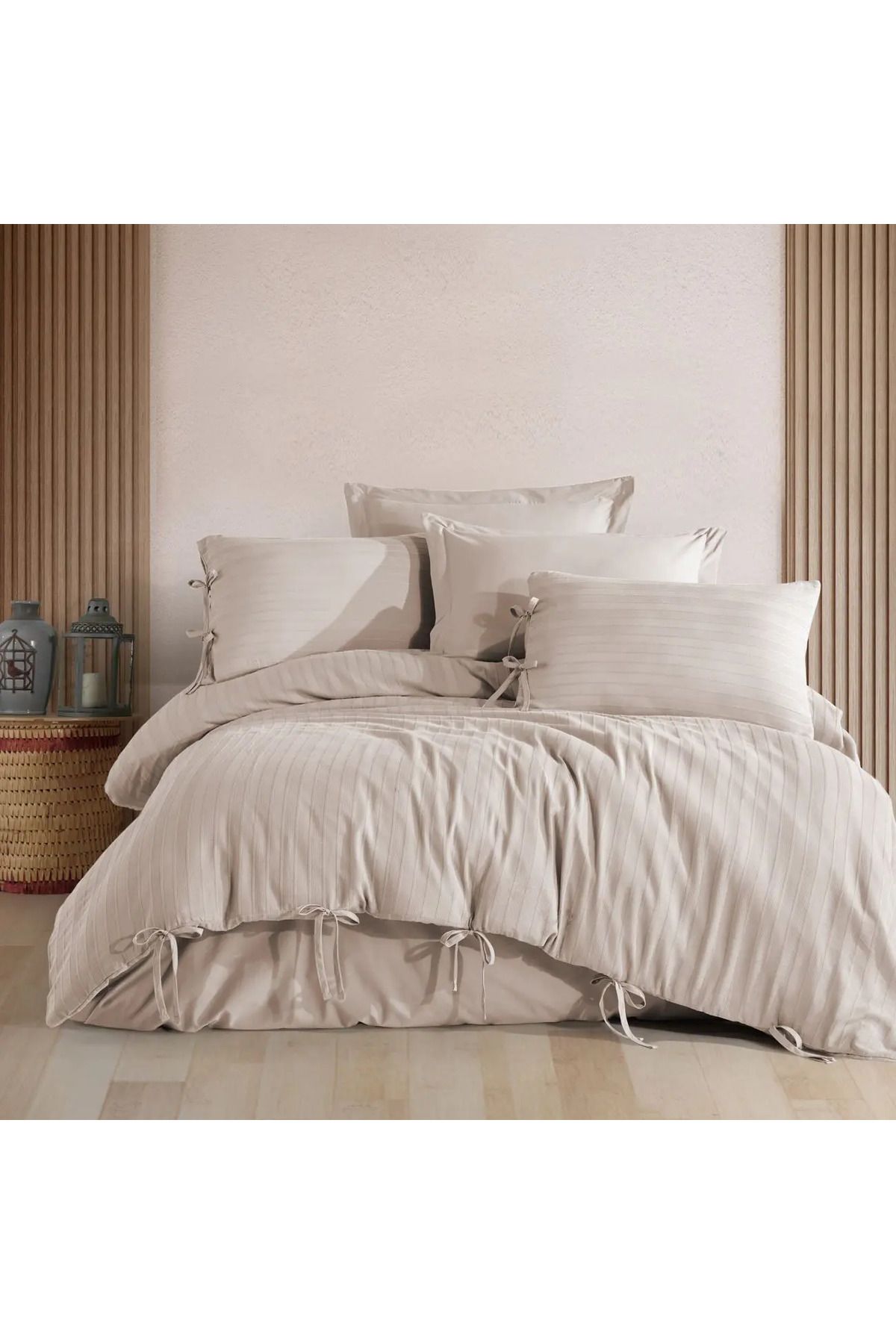 ELLE HOME Valentina Çift Kişilik Nevresim Takımı - Taş
