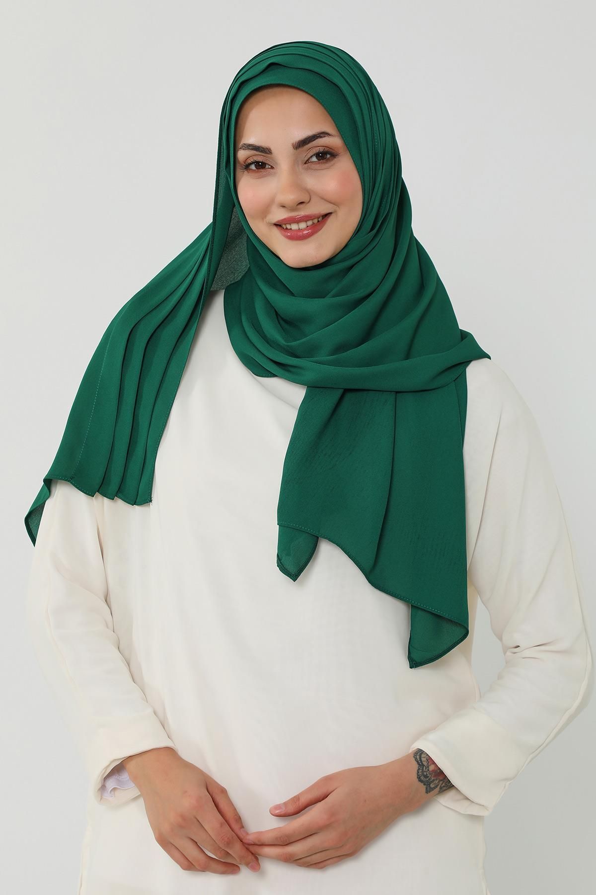 Aisha's Design Penye İç Boneli Pileli Krep Şal,PS-47