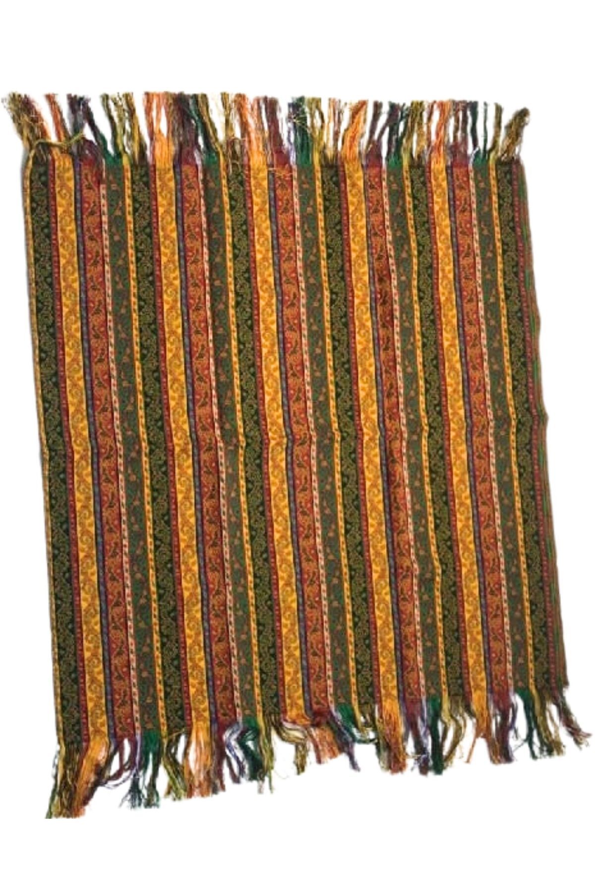 İkbal Yöresel Dokuma Kumaş Kuşak Masa Örtüsü-Eskitme Dokuma Kilim