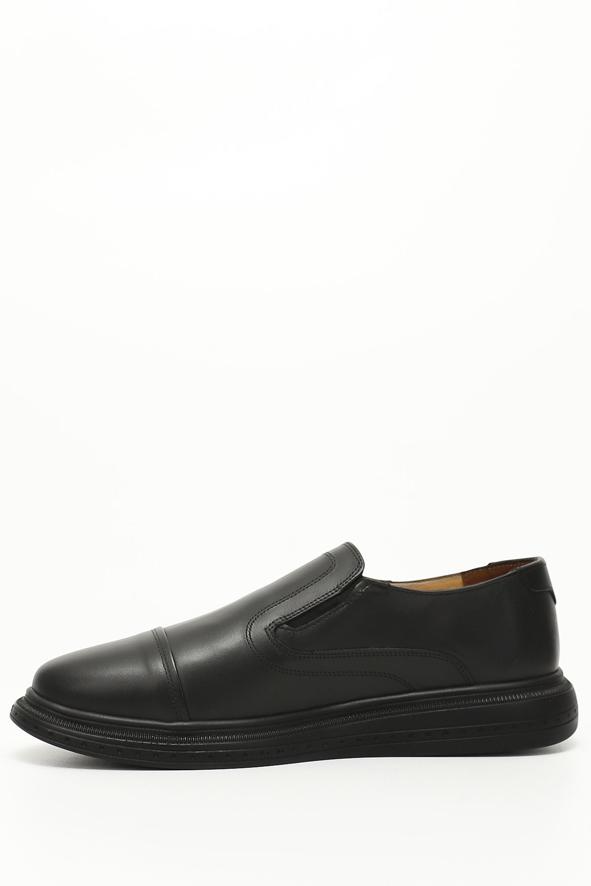 GÖNDERİ(R)-Black Heel Genuine Leather Round Toe Casual Men's Shoes 01967 3