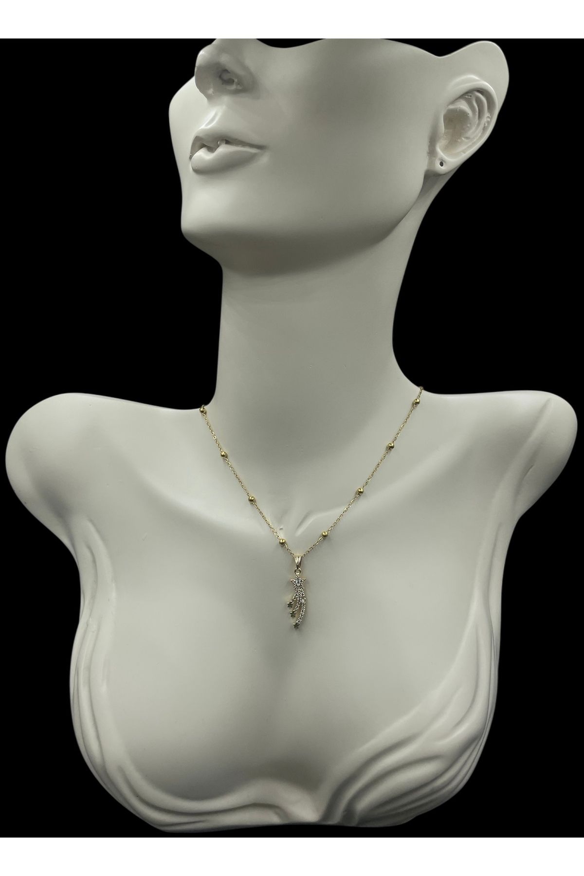 nefjewelrydesign Çelik 45cm Kayan Yıldız Taş Detaylı Kolye