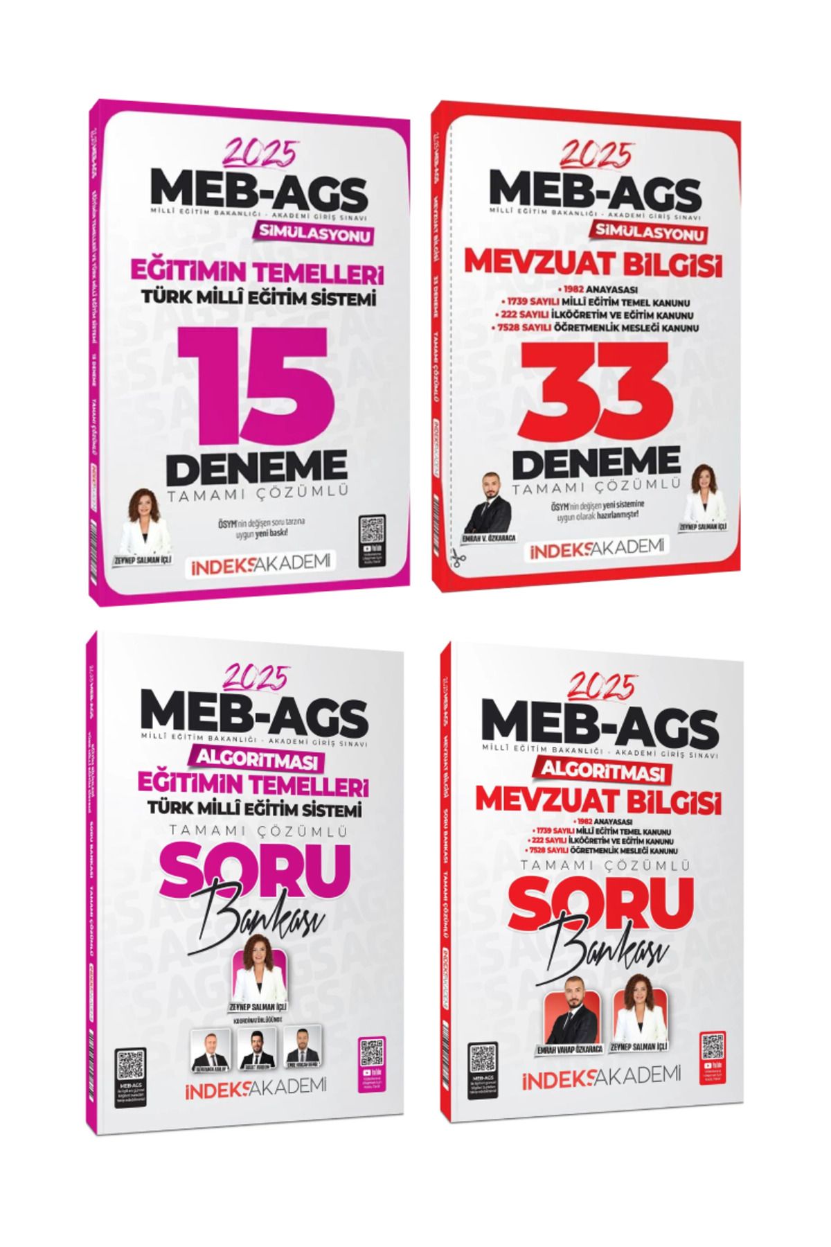 İndeks Akademi 2025 MEB AGS Emrah Vahap Zeynep Salman Mevzuat Bilgisi+ Eğitimin Temelleri Deneme+ Soru Bankası