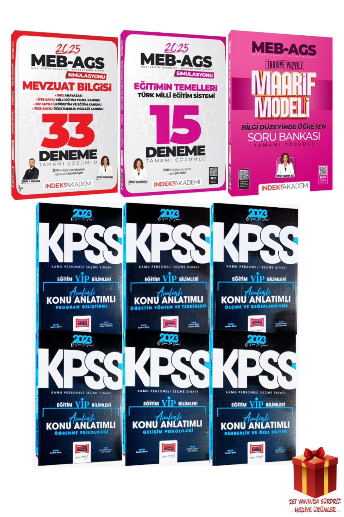 İndeks Akademi MEB AGS Emrah Vahap Zeynep Salman Mevzuat Bilgisi+Eğitimin Temelleri Deneme+Maarif Modeli Soru Banka