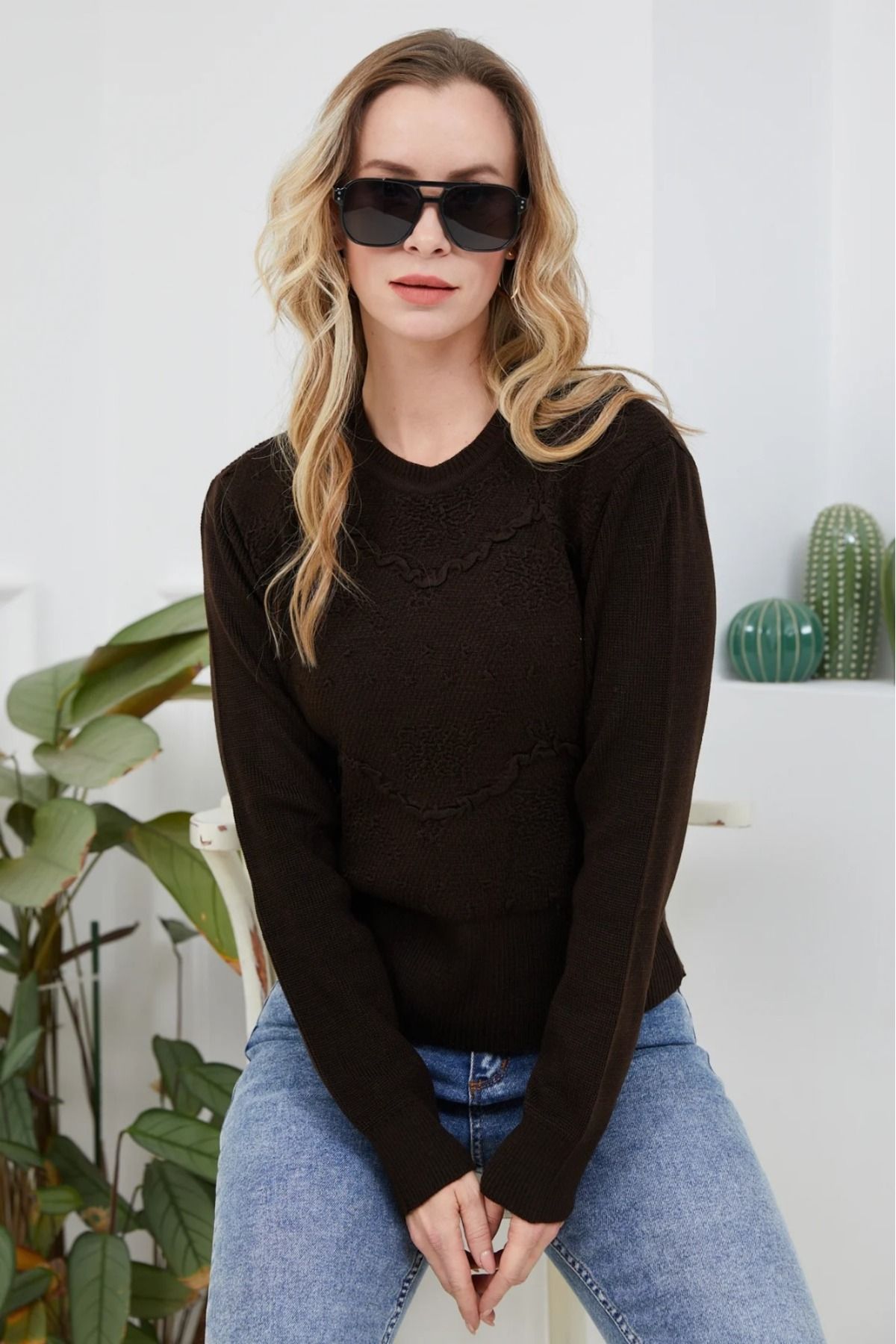 CF STORE Sıfır Yaka Triko Kazak