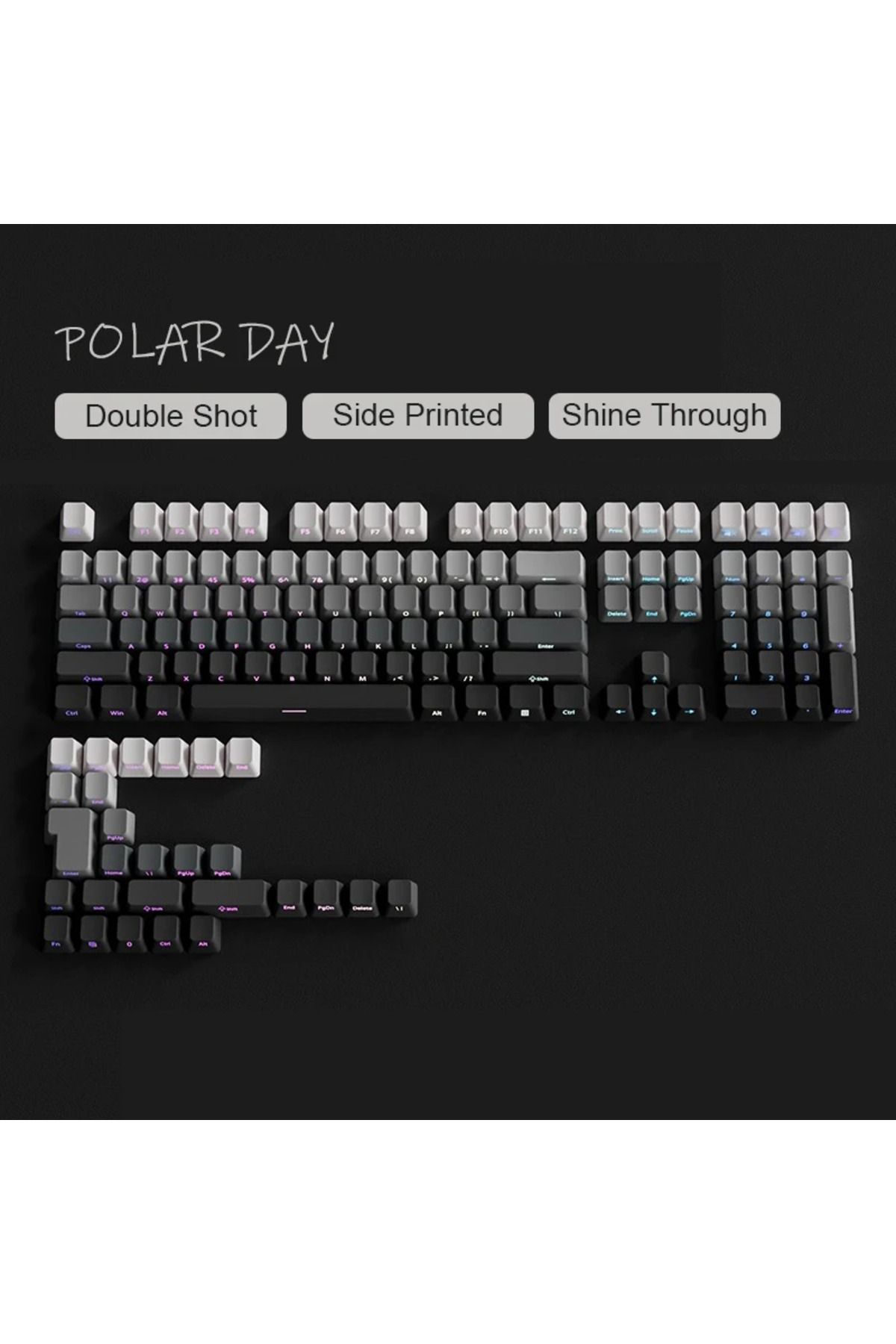 silabor GRADİENT Yan Baskı Klavye Tuşları Çift PBT Klavye Tuşları 130 key Kiraz MX KEYCAPS Oyun Klavyesi