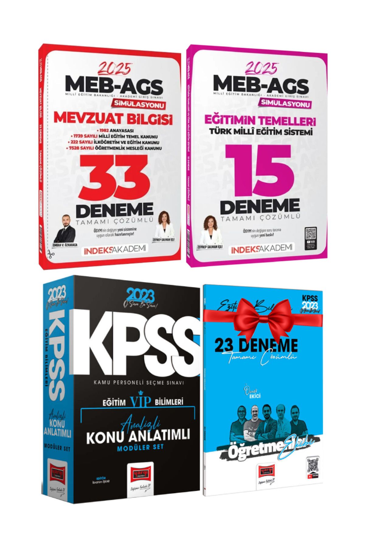İndeks Akademi MEB AGS Emrah Vahap Zeynep Salman Mevzuat Bilgisi+Eğitimin Temelleri Deneme+ Eğitim Bilimleri+Hediye