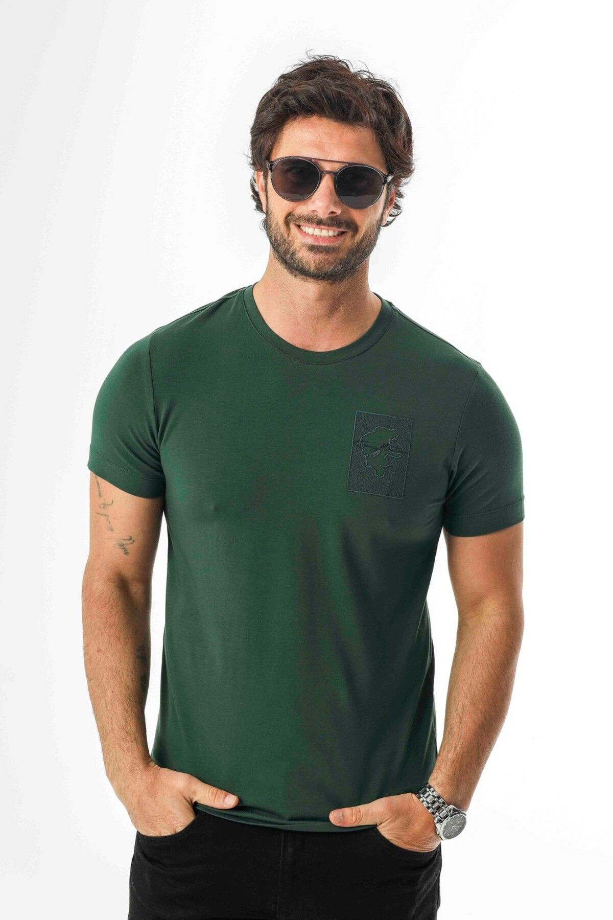 Tony Montana Bisiklet Yaka Nakışlı Pamuklu T-Shirt-MSL-2258