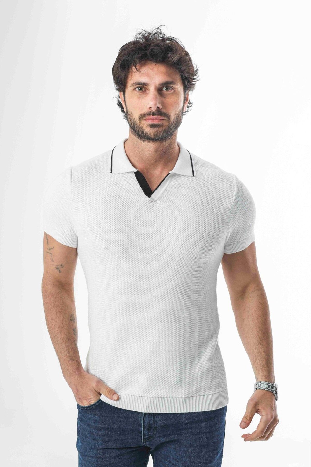 Tony Montana Polo Yaka Regular Fit Örme Triko T-Shirt-TY-1310