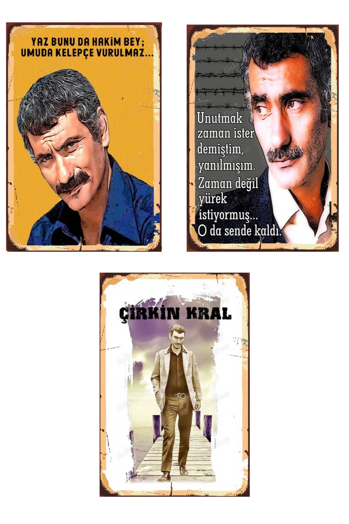 Marsis Yayınları Yılmaz Güney 3 Parça 20*30 Ahşap Poster