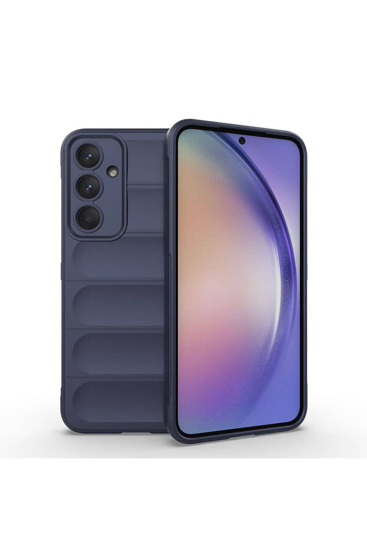 HTstore Galaxy Uyumlu A35 Kılıf Esnek TPU Oyuklu Arka Yüzey Tasarımlı Zore Etnik Silikon Kapak-Lacivert