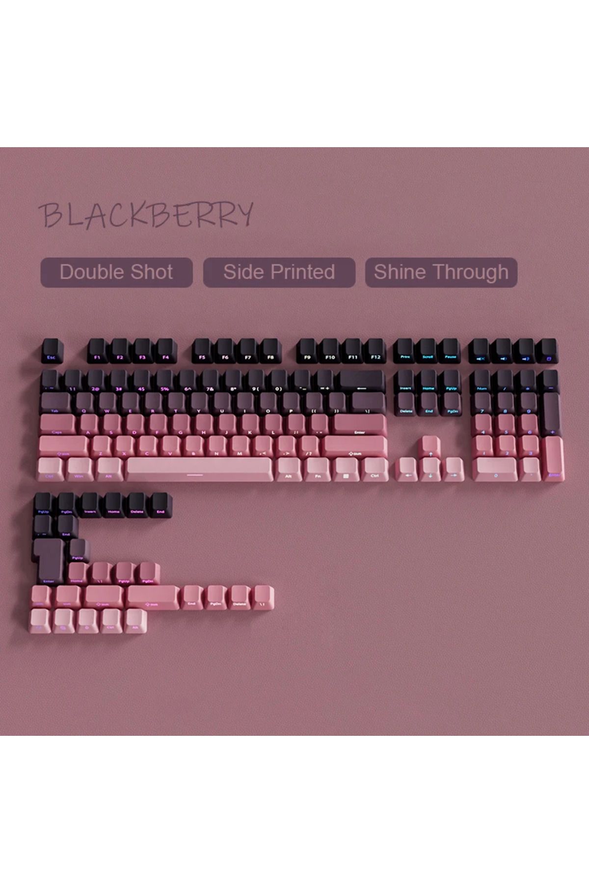 silabor GRADİENT Yan Baskı Klavye Tuşları Çift PBT Klavye Tuşları 130 key Kiraz MX KEYCAPS Oyun Klavyesi