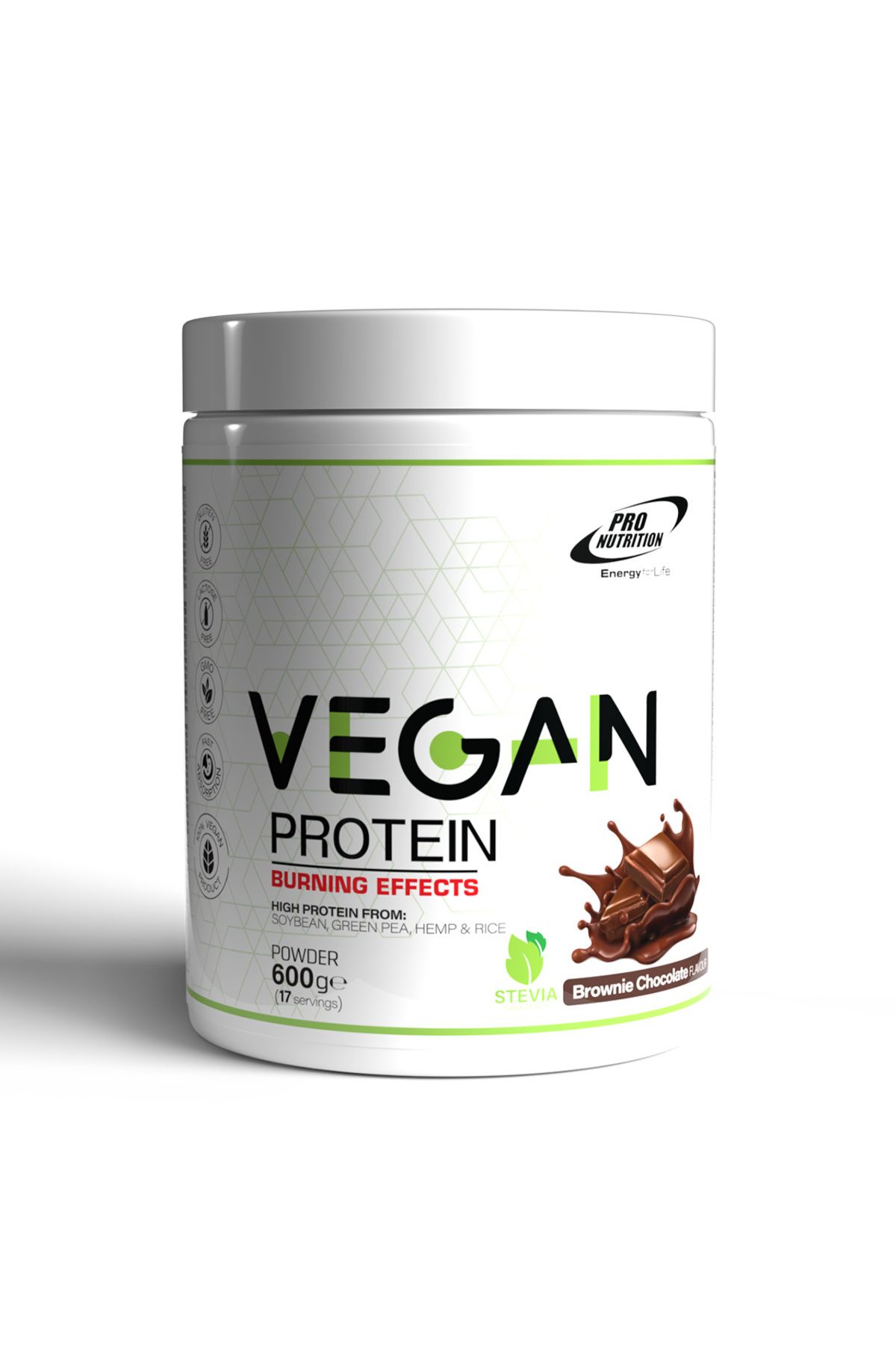 Pro Nutrition Proteine Vegetale, Vegan Protein Burning Effects Brownie Chocolate 600g Brownie Chocolate - One Size