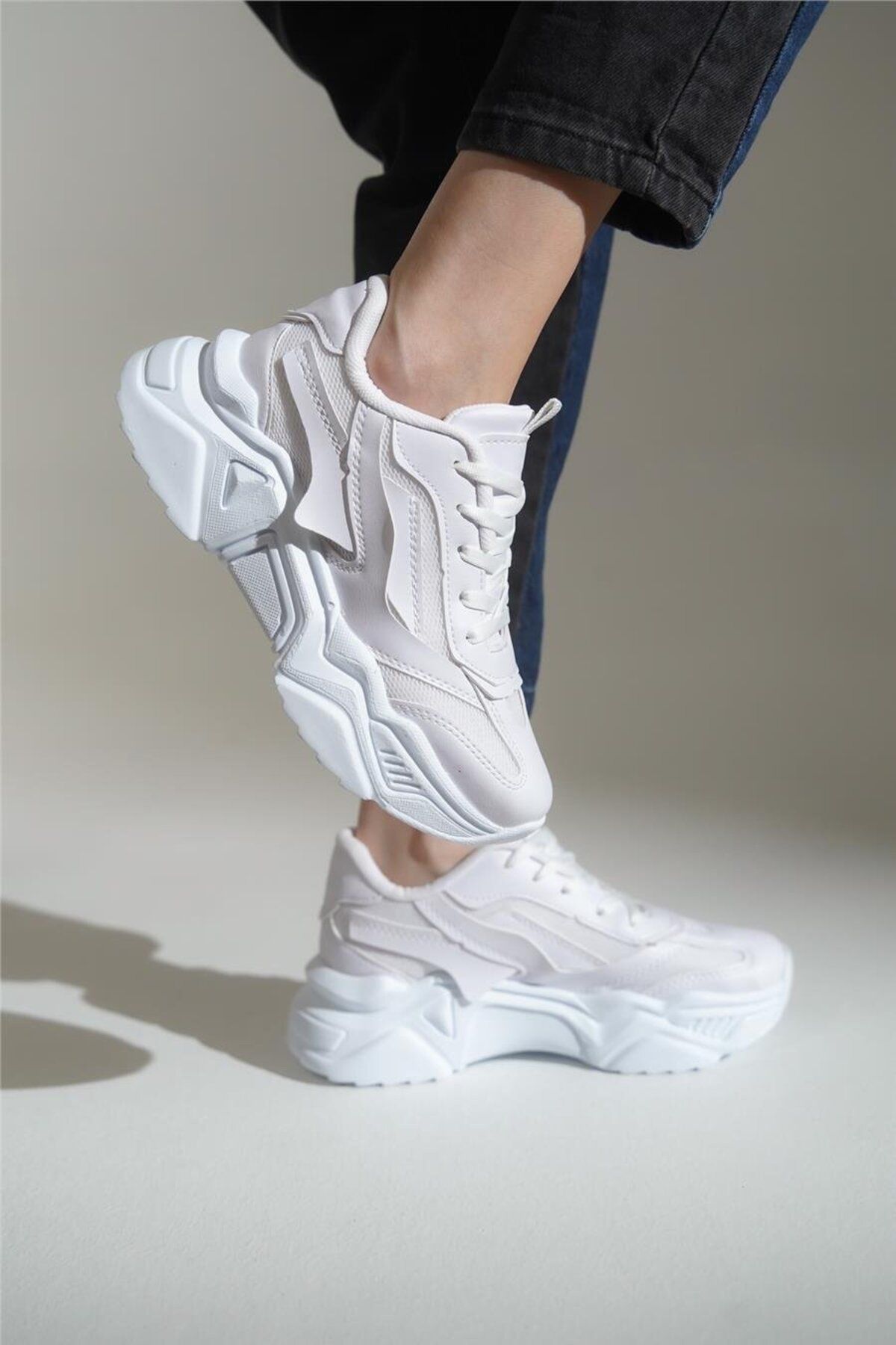 lovitto Yüksek Tabanlı Bağcıklı Spor Ayakkabı Sneaker