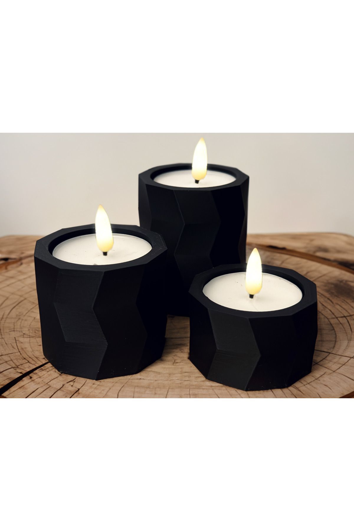 Lunera Accessories 3D Baskı 3’lü Modern Poly Mumluk Seti