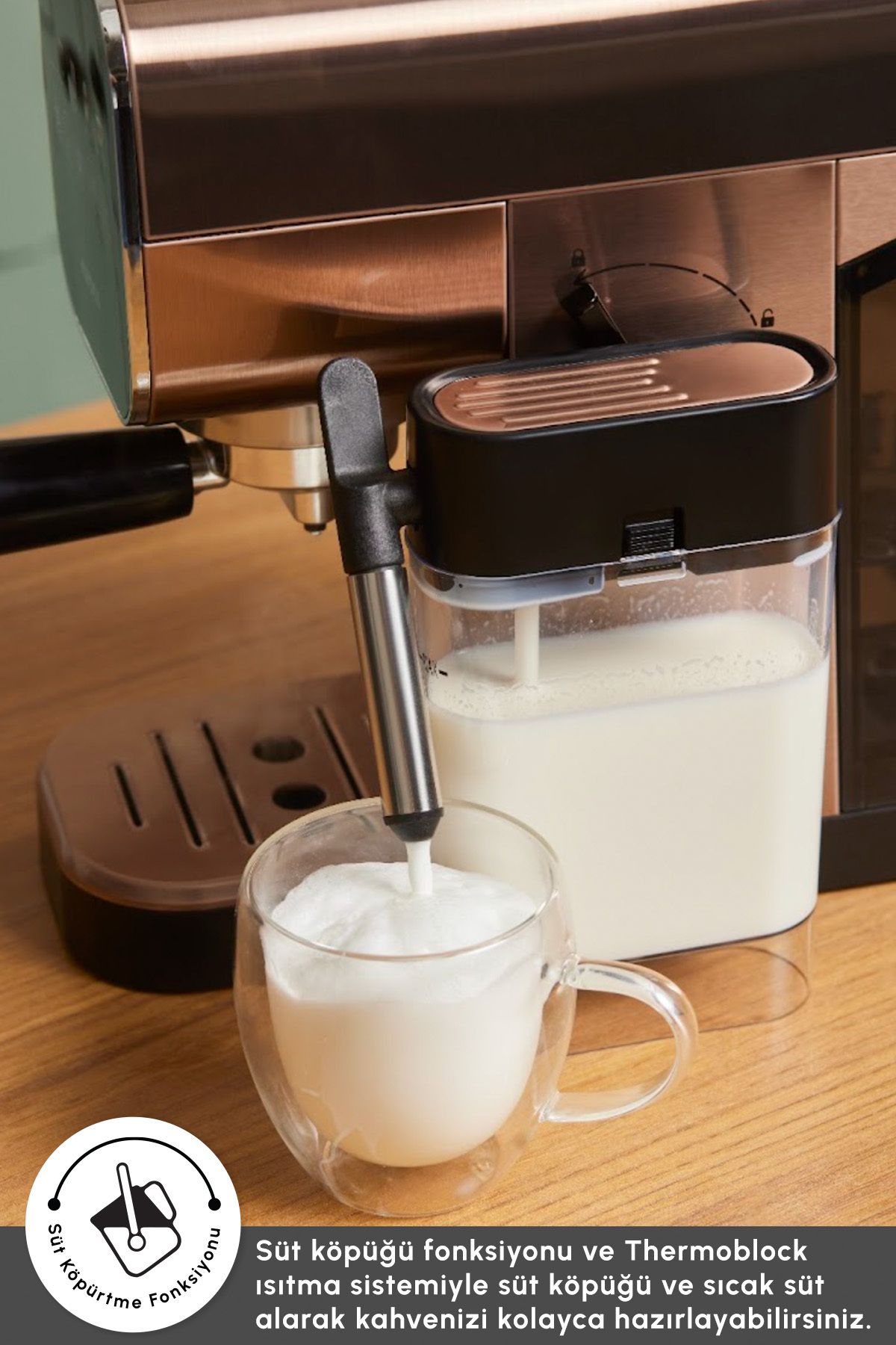 Karaca-Mycaffee Barista S20 Automatic Espresso and Latte Machine with Integrated Milk Tank Amber 8