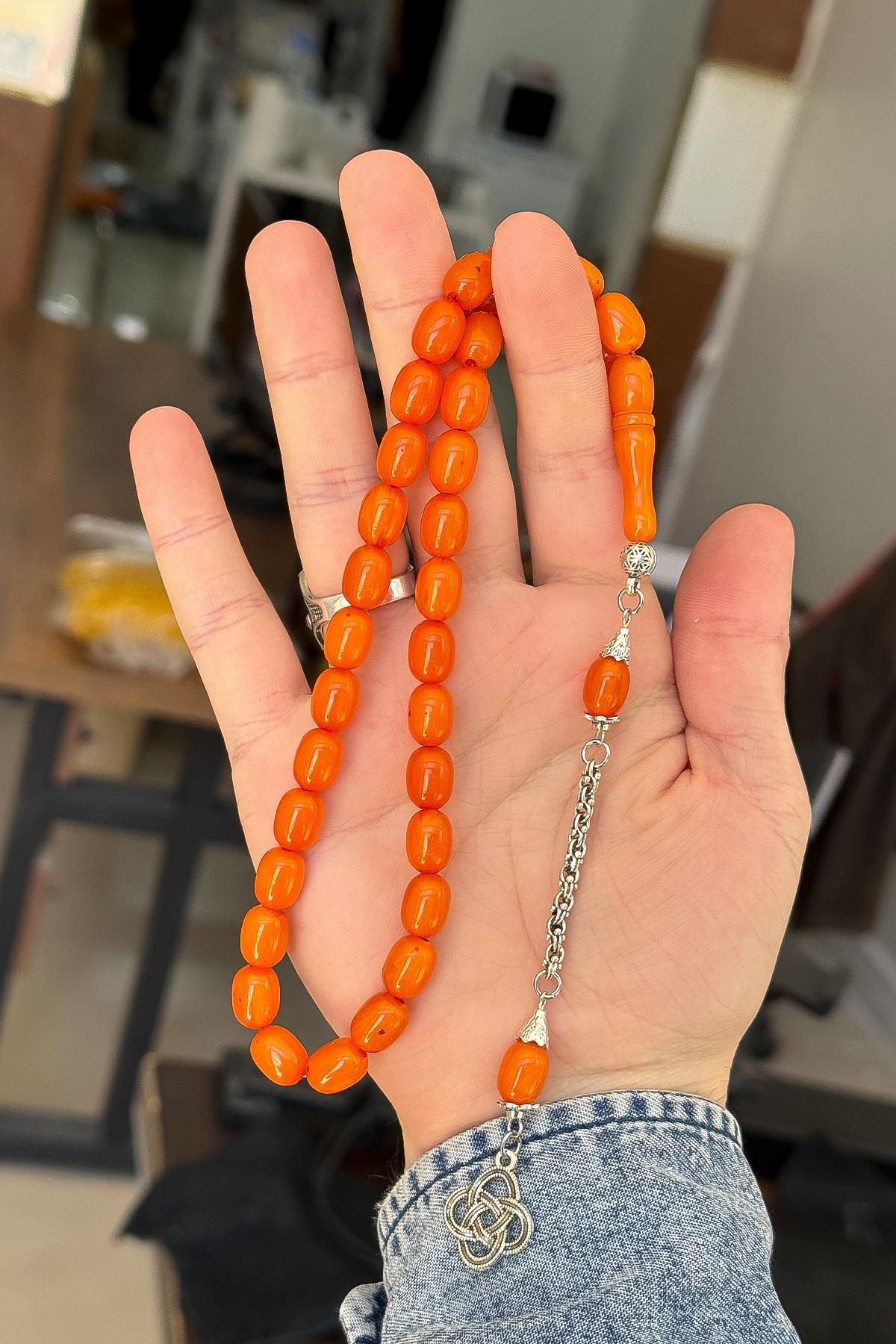 Beautiful Shot Orange Color Rosary for Men