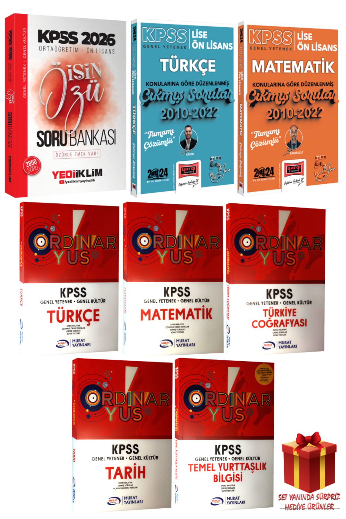 Yediiklim Yayınları 2026 KPSS Ortaöğretim Ön Lisans İşin Özü Soru Bankası+ Ordinaryus Konu Anlatımlı Modüler+Çıkmış Soru