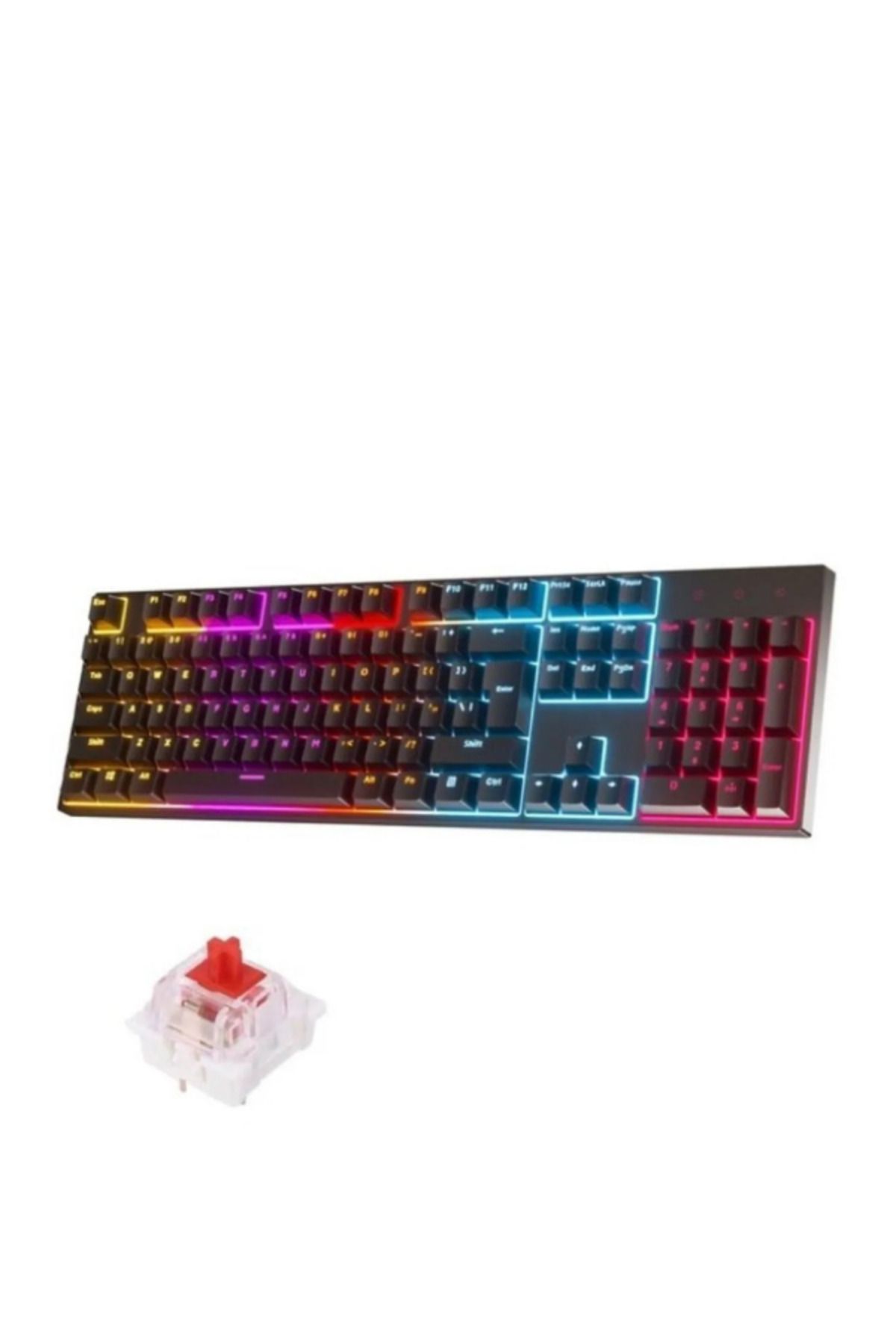 Hietech Kablolu Oyuncu Klavyesi Tam Mekanik Gaming Q Klavye Full Rgb Kırmızı Red Switch Siyah K50