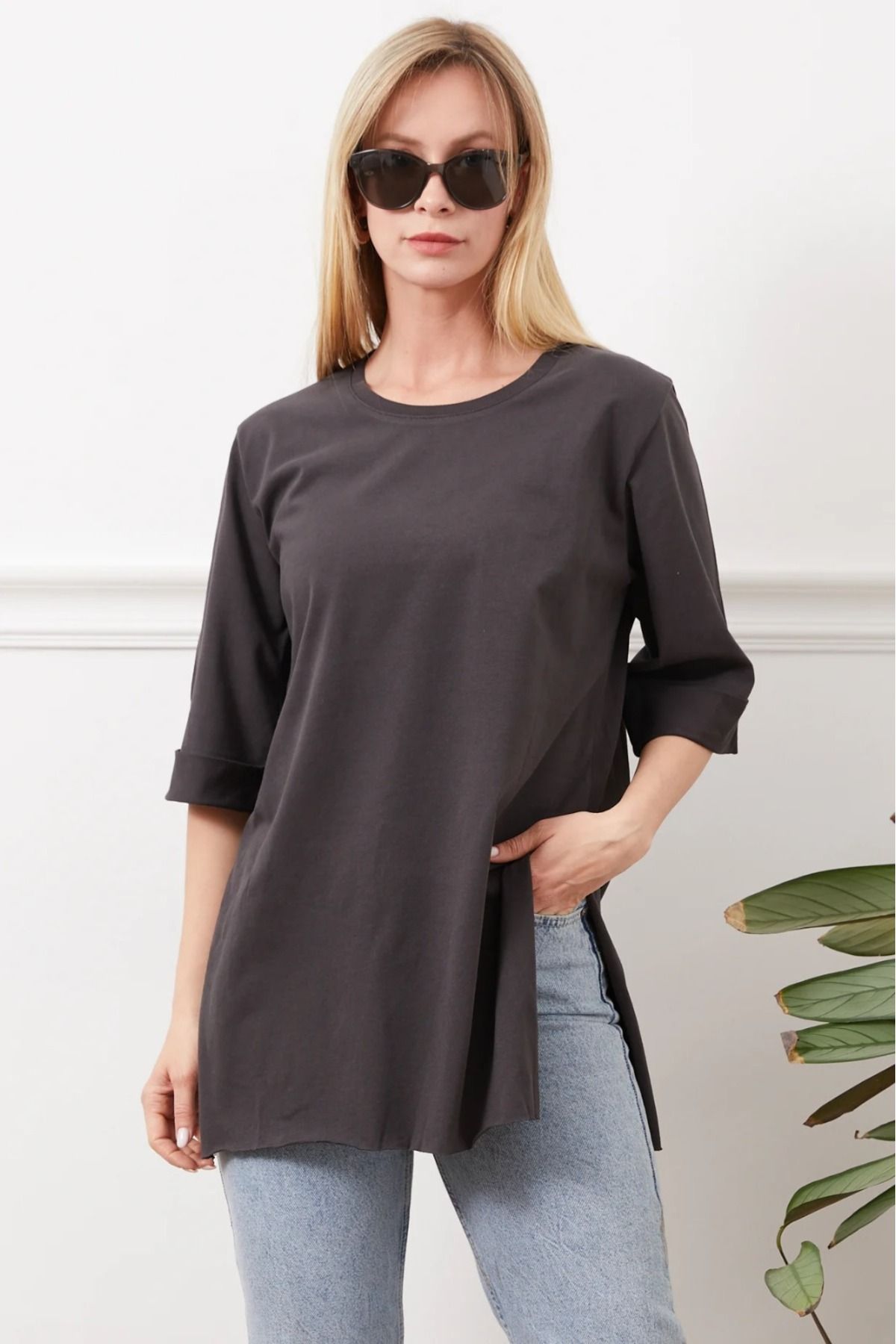 CF STORE Oversize Yırtmaçlı T-shirt