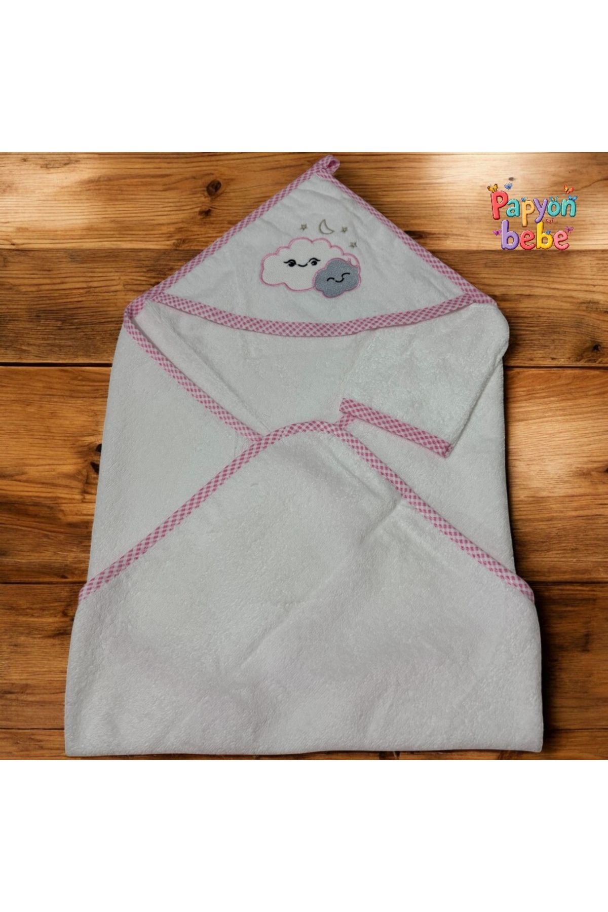 minisoft Bebek banyo havlusu yıldızlı kese hediyeli