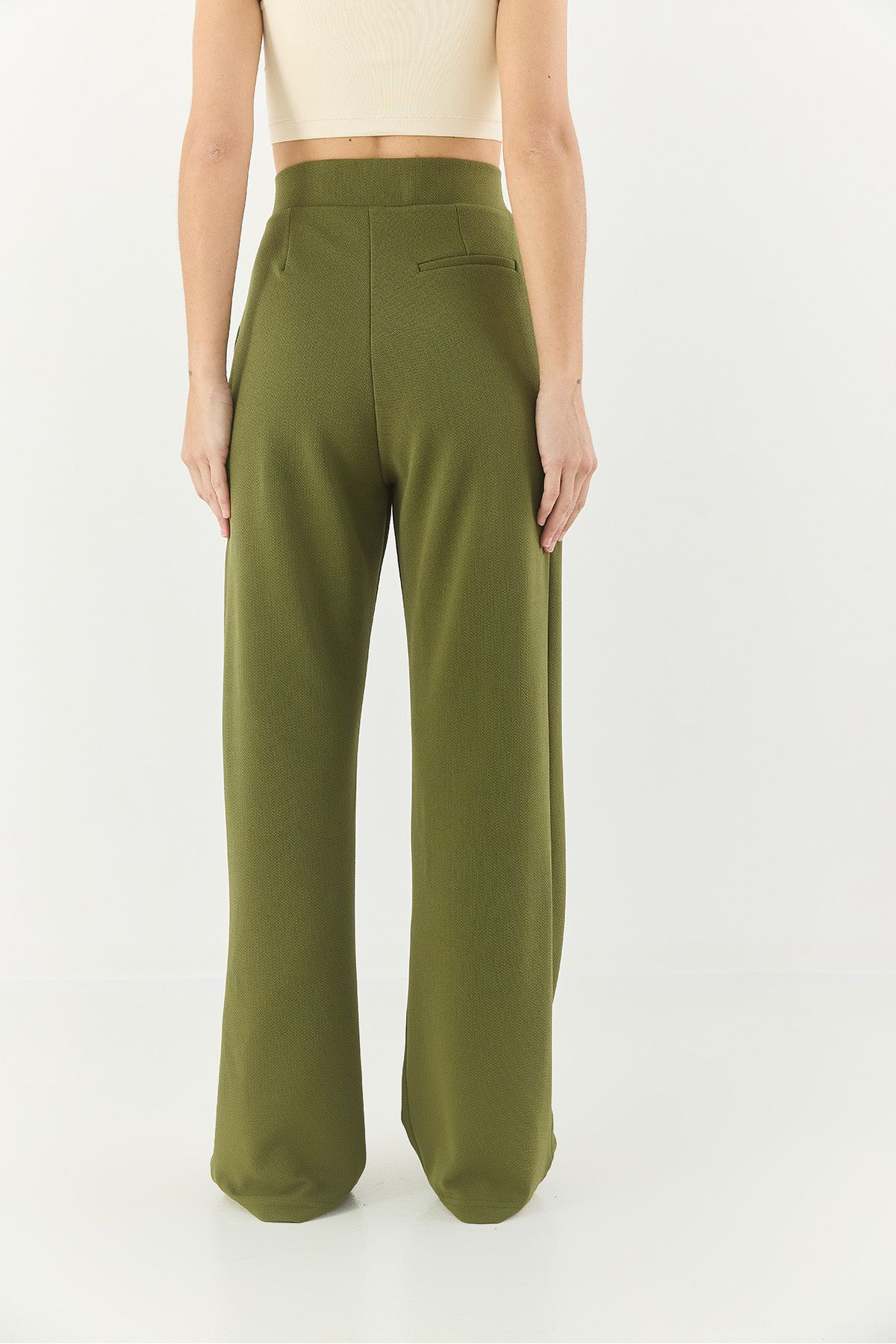 Bianco Lucci-Women's Comfortable Palazzo Trousers with Velcro Waist 3826 60261150 8