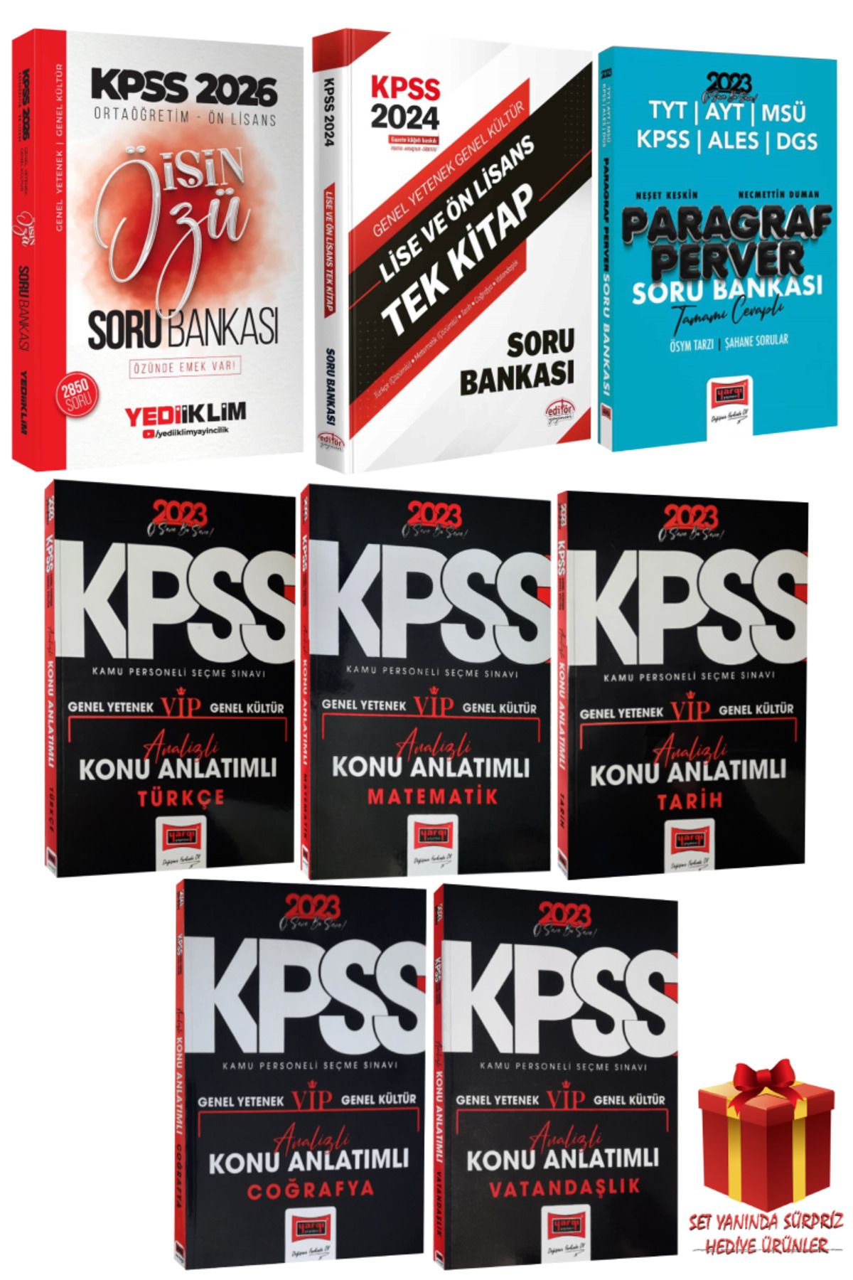 Yediiklim Yayınları 2026 KPSS Ortaöğretim Ön Lisans İşin Özü Soru Bankası+Tek Kitap+Yargı Konu Anlatımı Modüler+Paragraf