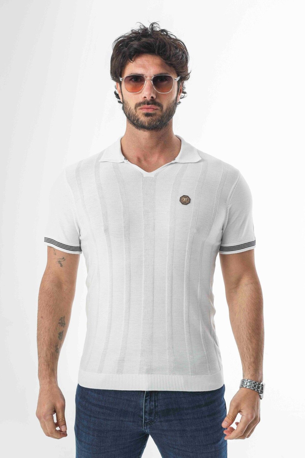 Tony Montana Polo Yaka Desenli Arma Baskılı Triko T-Shirt-TY-1303
